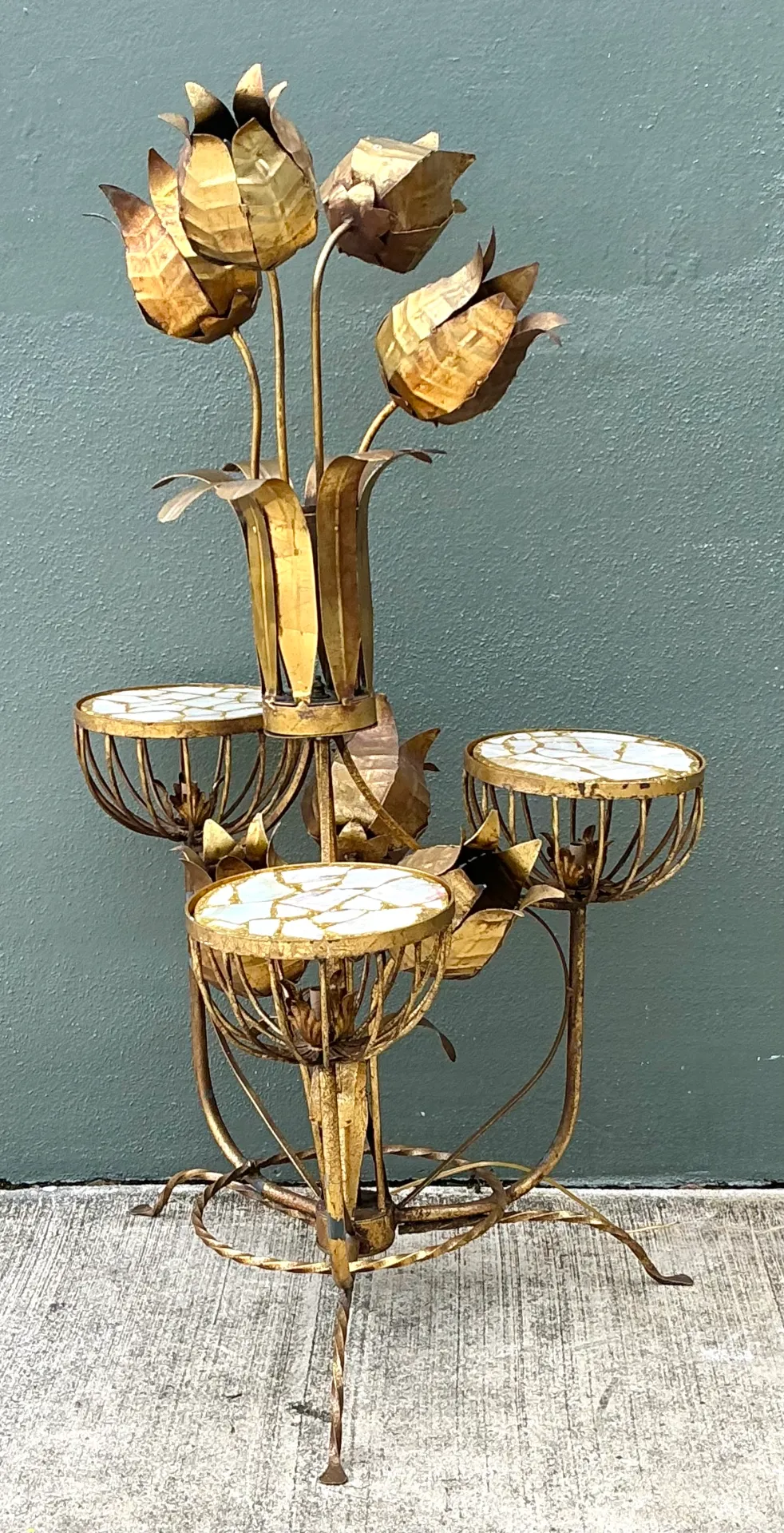 Mid-Century Italian Tole Flower Floor Lamp — additional photo 7
