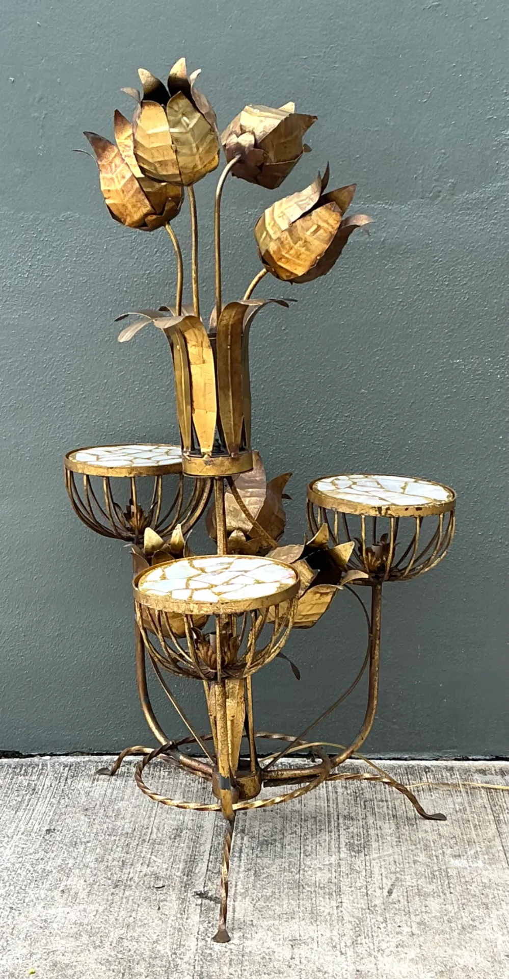 Mid-Century Italian Tole Flower Floor Lamp — additional photo 8