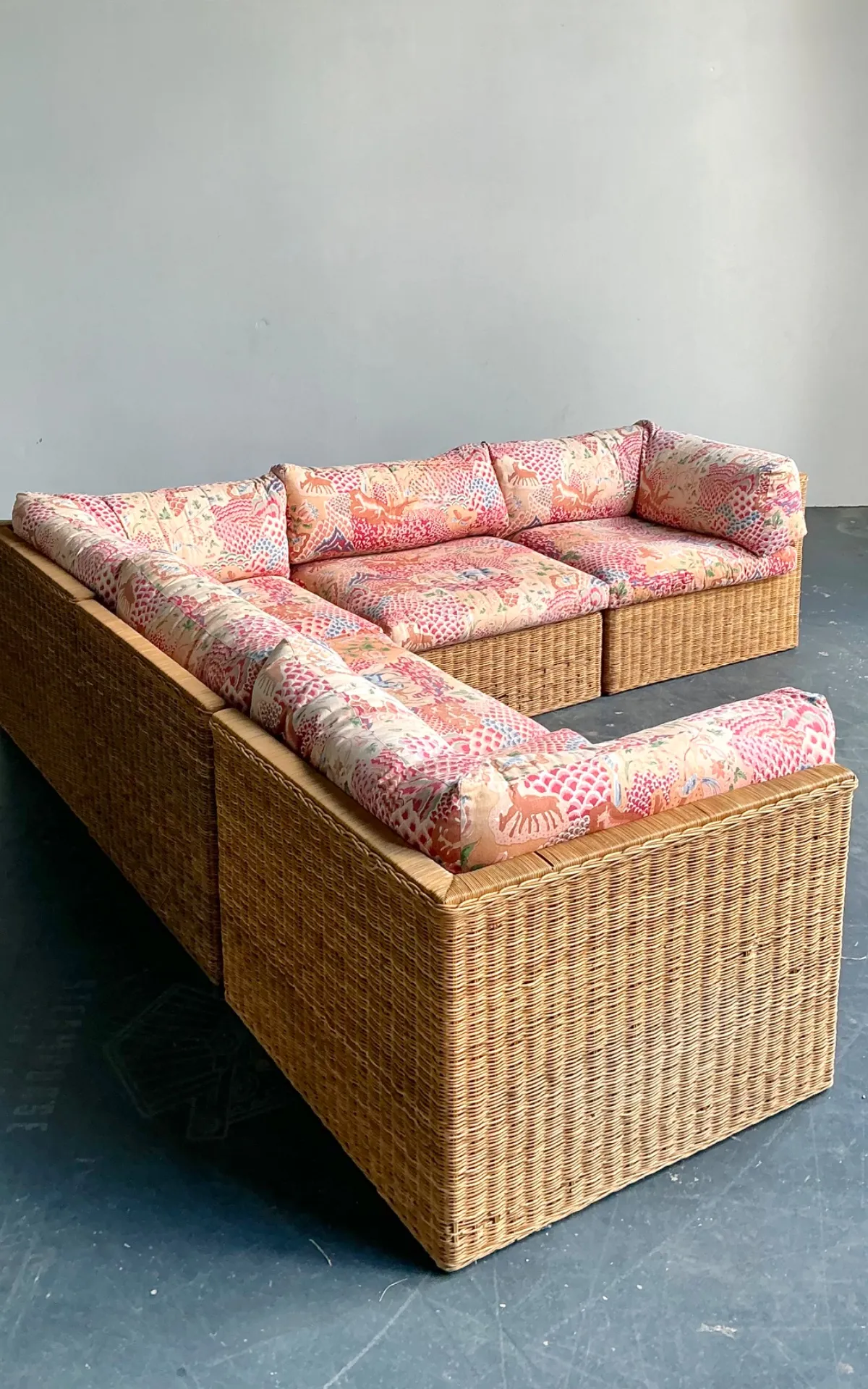 Vintage Woven Rattan Sectional Sofa — additional photo 5