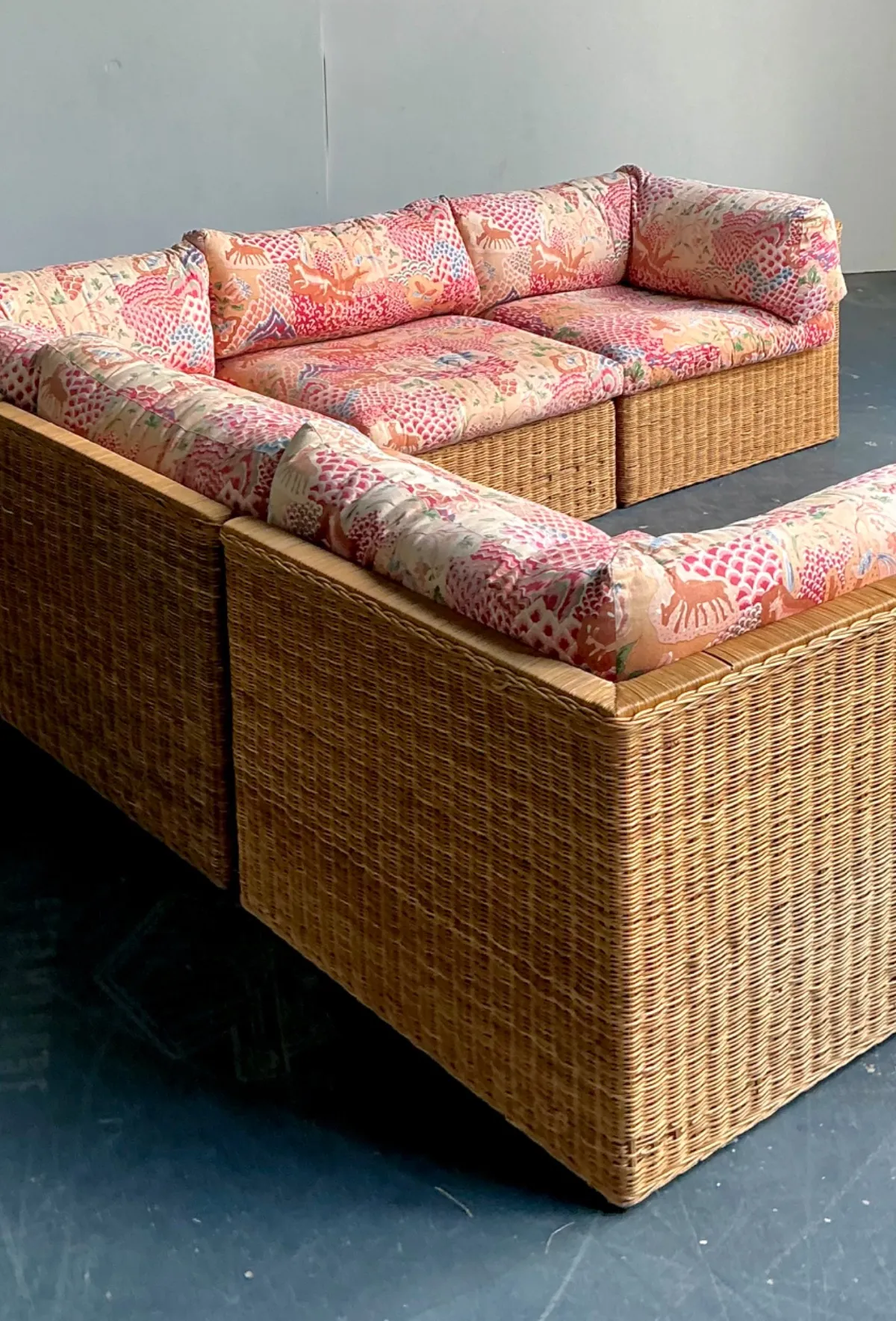 Vintage Woven Rattan Sectional Sofa — additional photo 6
