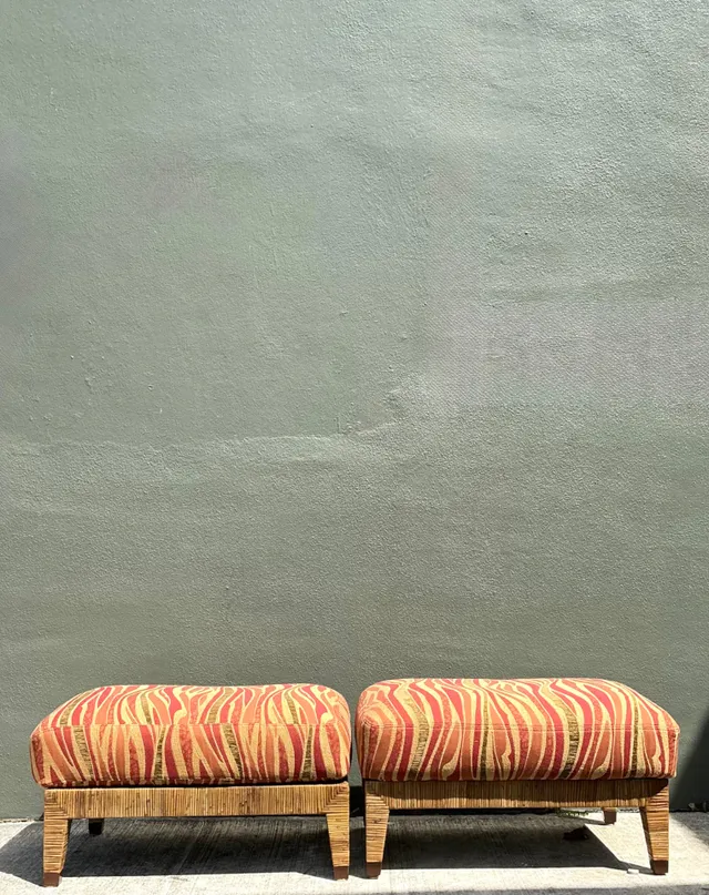 Vintage McGuire “St Germaine” Woven Rattan Ottomans - A Pair — additional photo 6