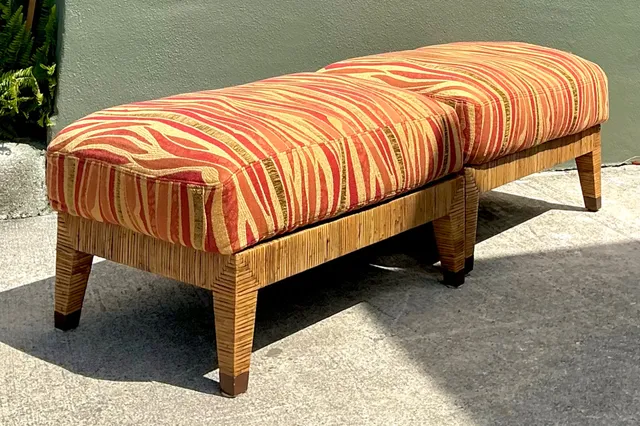Vintage McGuire “St Germaine” Woven Rattan Ottomans - A Pair — additional photo 7