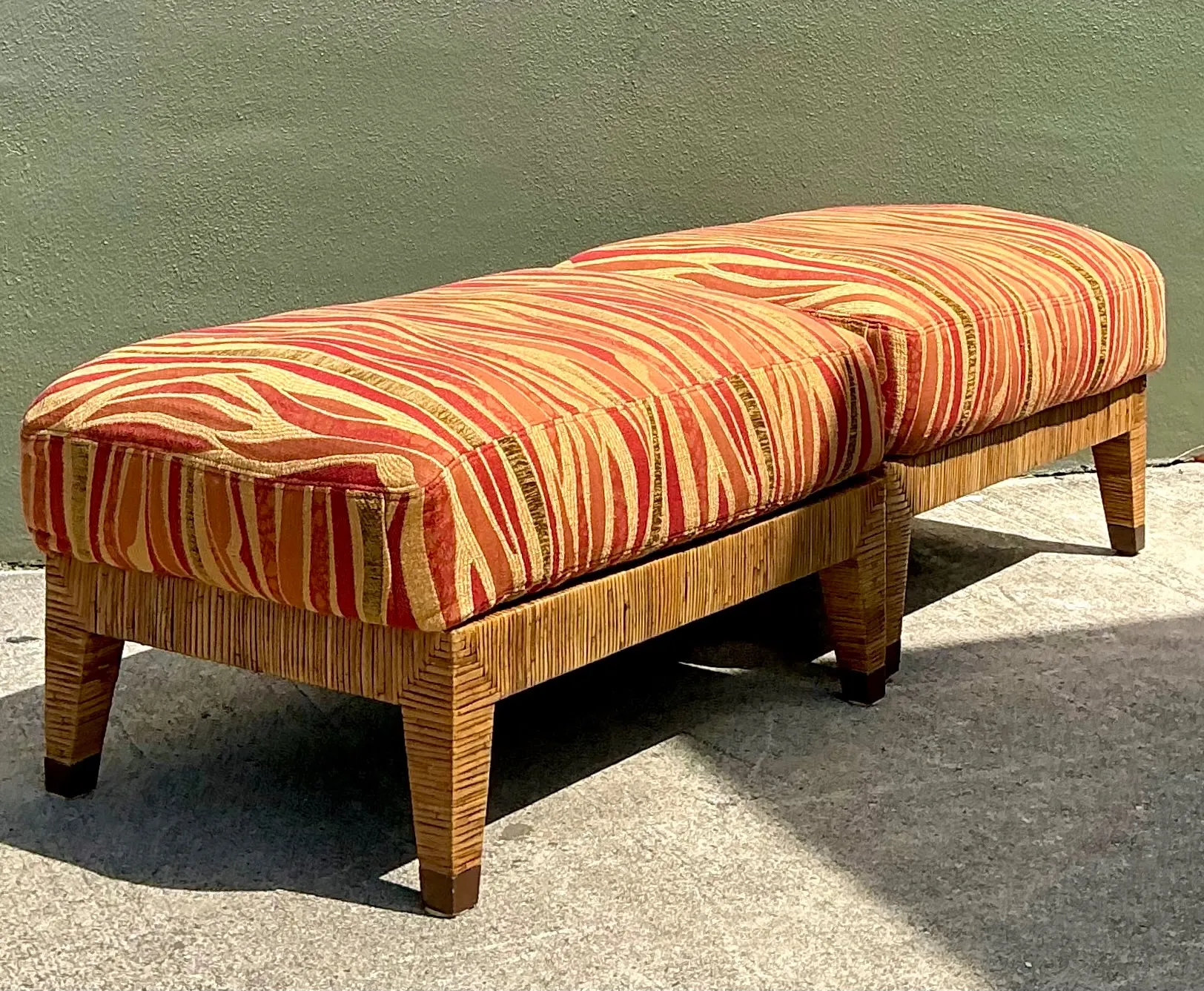 Vintage McGuire “St Germaine” Woven Rattan Ottomans - A Pair — additional photo 3