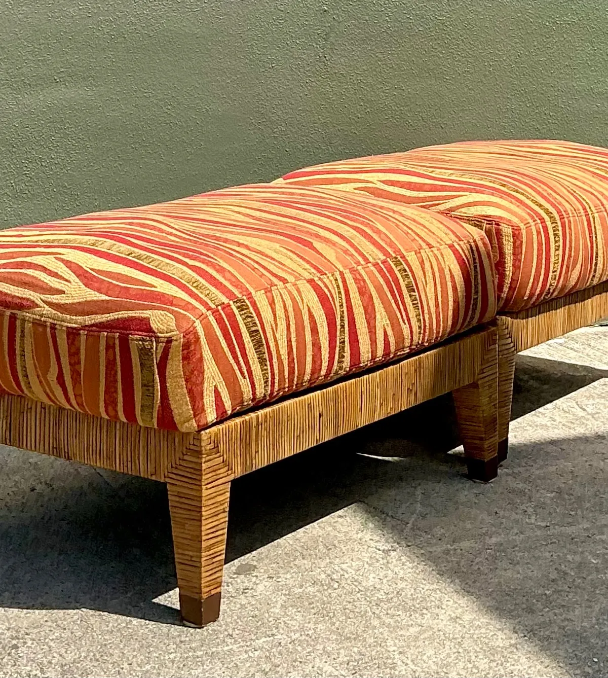 Vintage McGuire “St Germaine” Woven Rattan Ottomans - A Pair — additional photo 3
