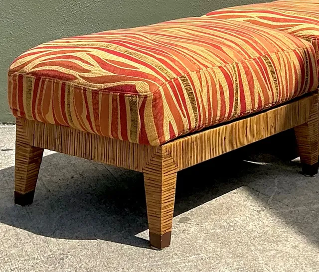 Vintage McGuire “St Germaine” Woven Rattan Ottomans - A Pair — additional photo 2