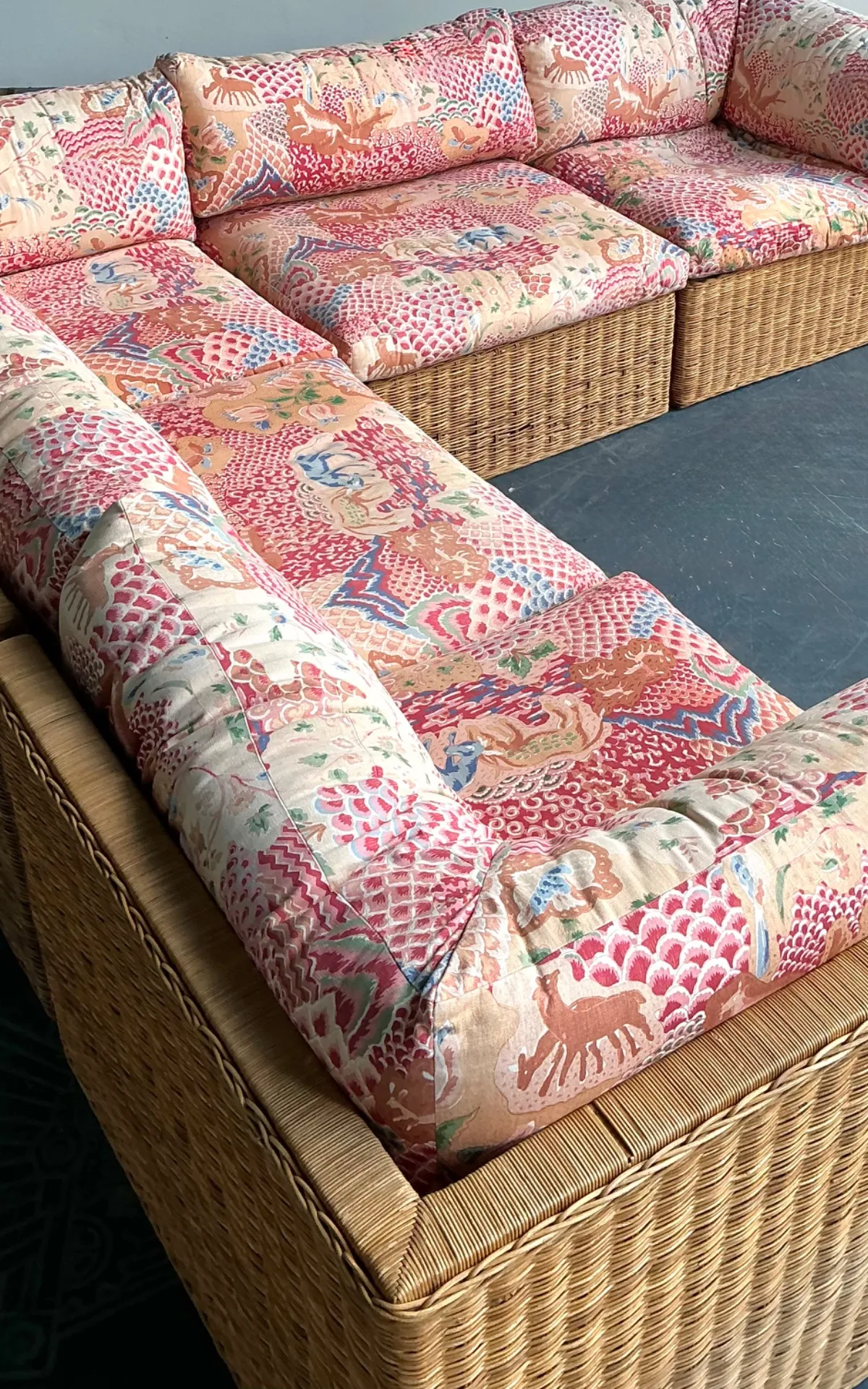 Vintage Woven Rattan Sectional Sofa — additional photo 4