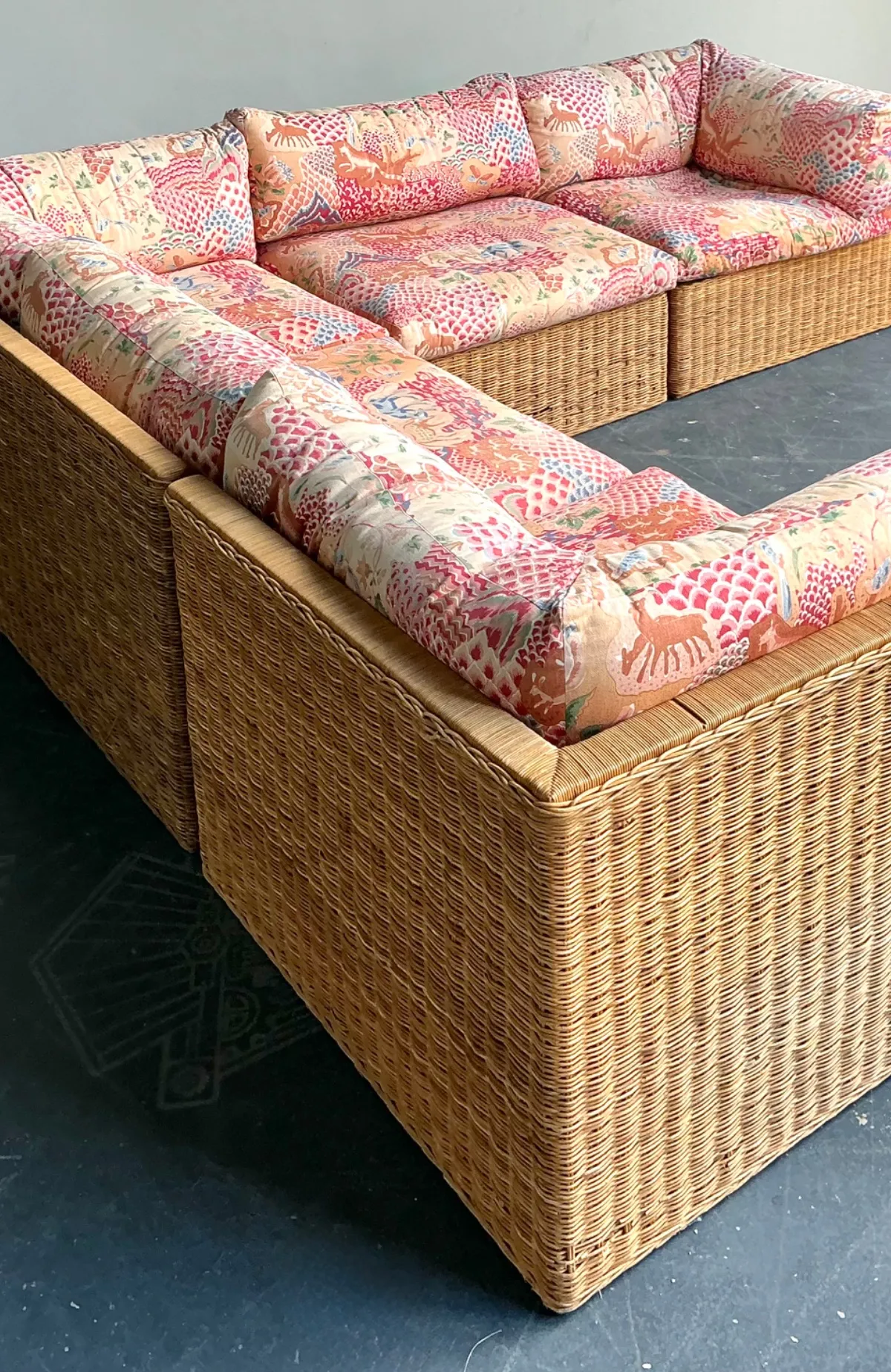 Vintage Woven Rattan Sectional Sofa — additional photo 8