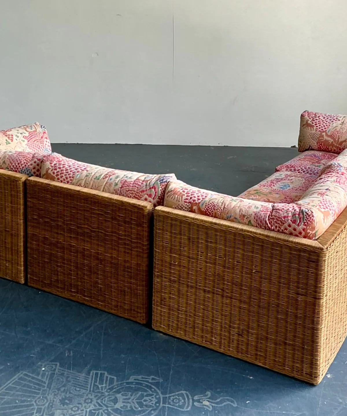 Vintage Woven Rattan Sectional Sofa — additional photo 7