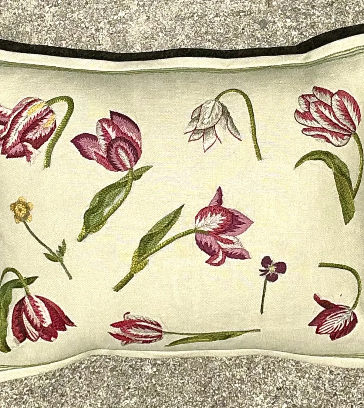 Vintage Chelsea Textile London Floral Embroidered Fabric Pillow — additional photo 6