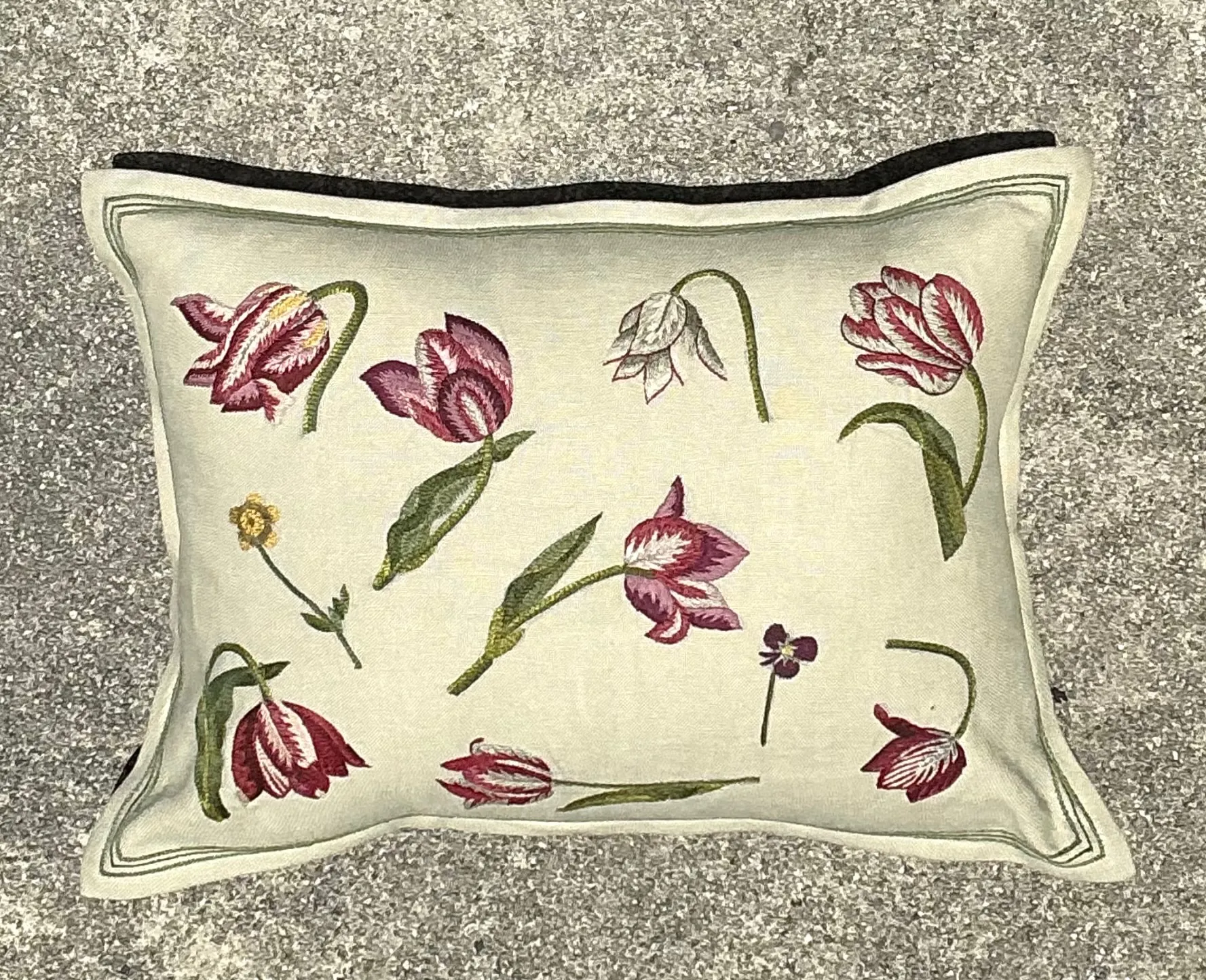 Vintage Chelsea Textile London Floral Embroidered Fabric Pillow — additional photo 2