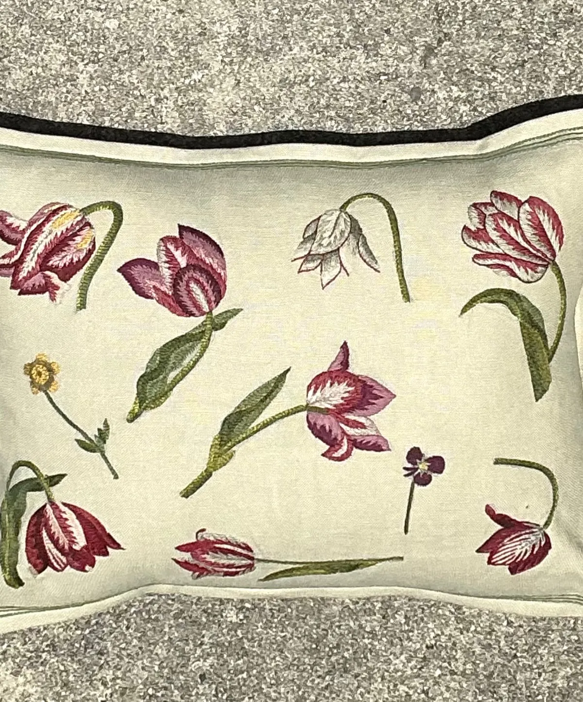 Vintage Chelsea Textile London Floral Embroidered Fabric Pillow — additional photo 2
