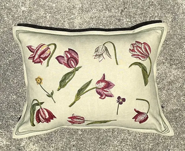 Vintage Chelsea Textile London Floral Embroidered Fabric Pillow — additional photo 2