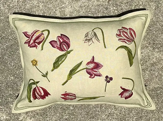 Vintage Chelsea Textile London Floral Embroidered Fabric Pillow — additional photo 4