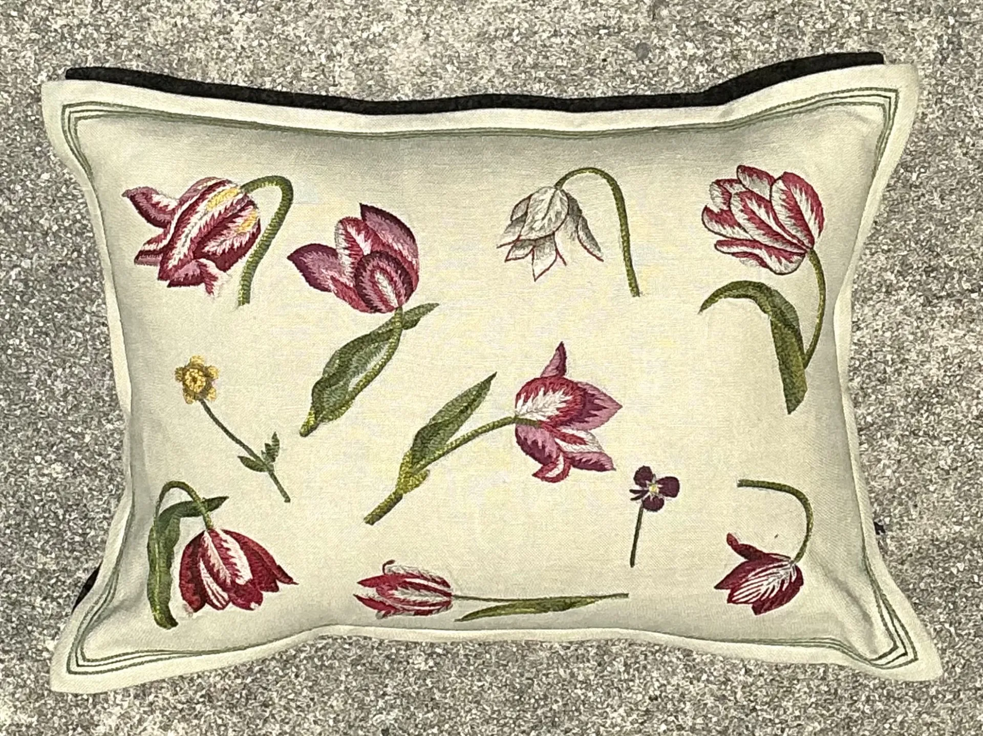 Vintage Chelsea Textile London Floral Embroidered Fabric Pillow — additional photo 5