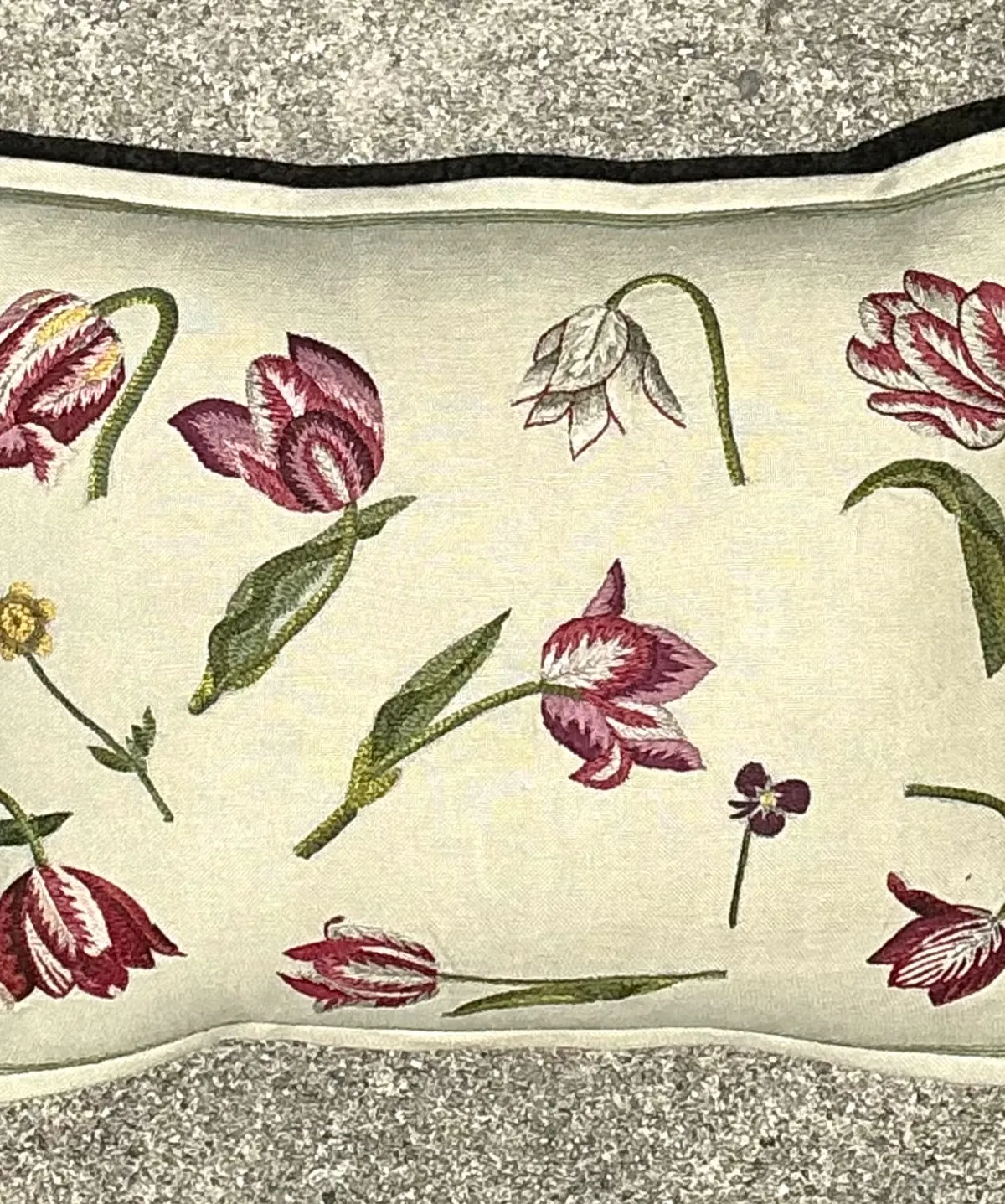 Vintage Chelsea Textile London Floral Embroidered Fabric Pillow — additional photo 5