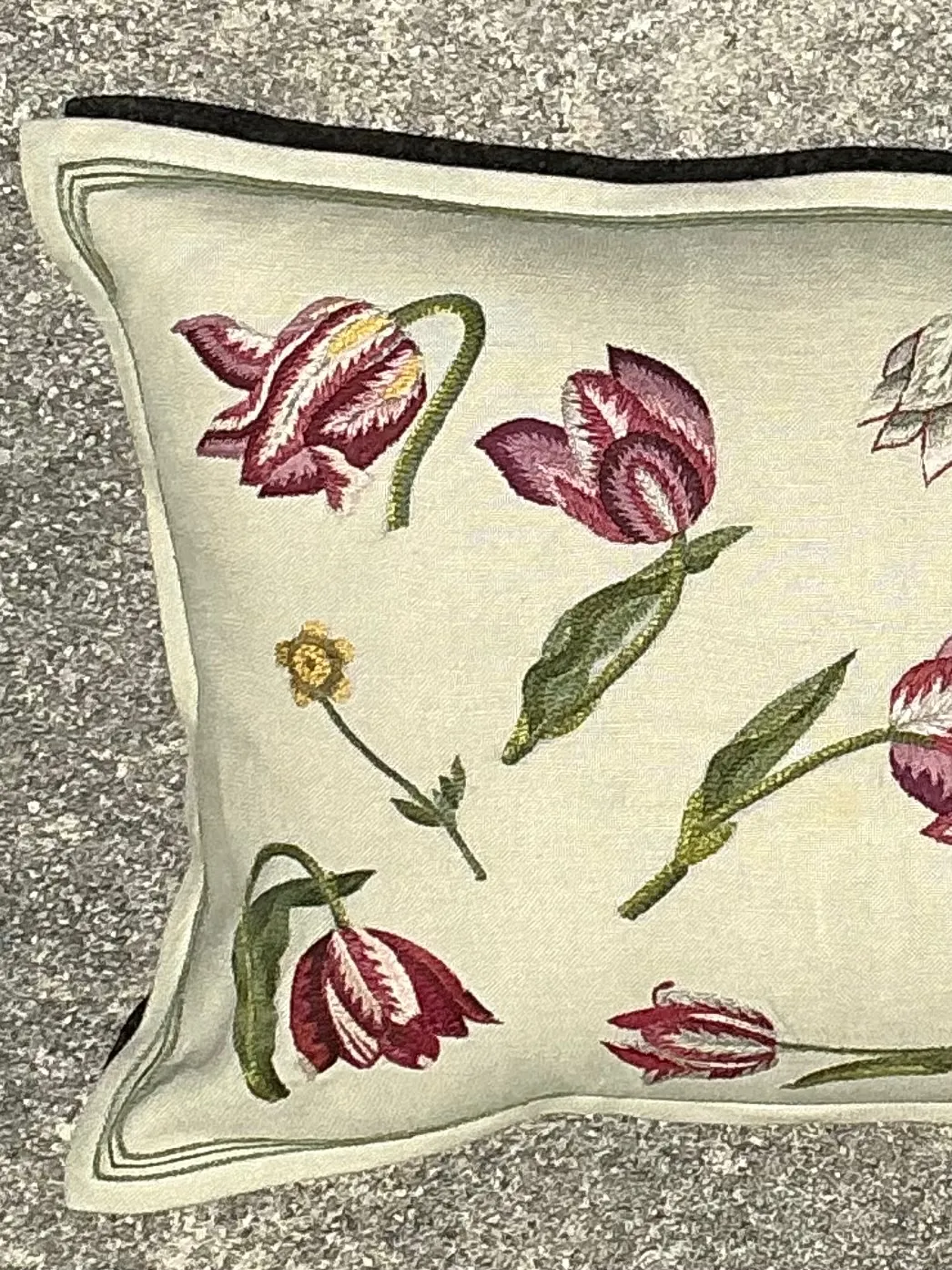 Vintage Chelsea Textile London Floral Embroidered Fabric Pillow — additional photo 3