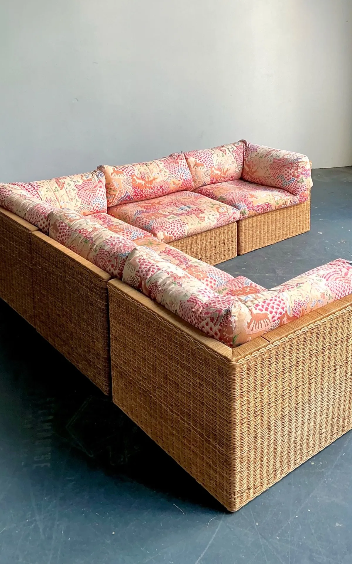 Vintage Woven Rattan Sectional Sofa — additional photo 3