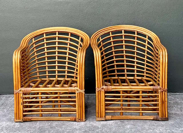 Vintage Stacked Rattan Lounge Chairs - Pair — additional photo 8