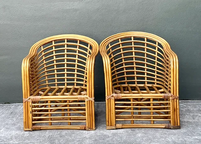 Vintage Stacked Rattan Lounge Chairs - Pair — additional photo 1