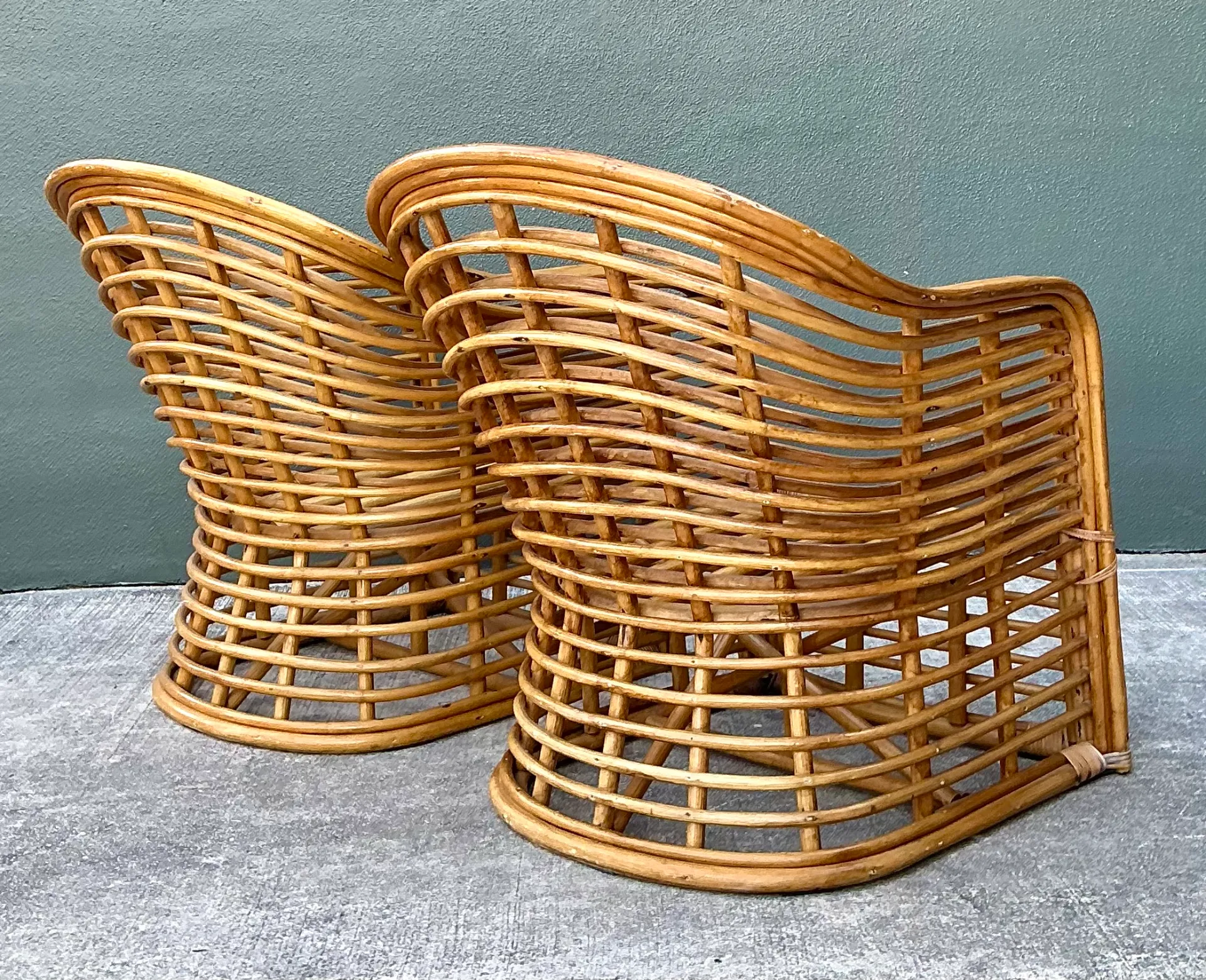 Vintage Stacked Rattan Lounge Chairs - Pair — additional photo 3