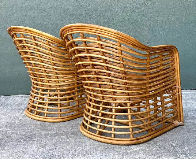 Vintage Stacked Rattan Lounge Chairs - Pair — additional photo 3