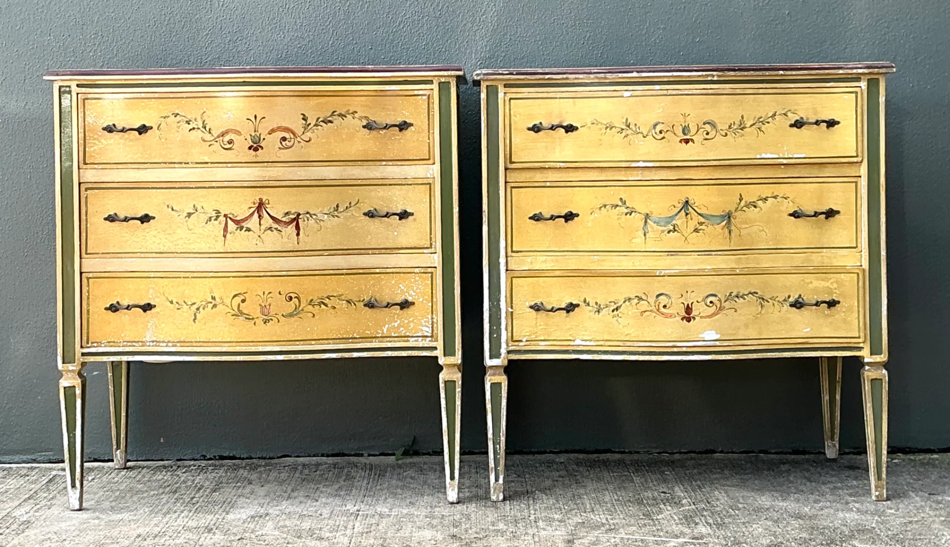 Vintage Hand-Painted Wood Chest - A Pair — additional photo 1