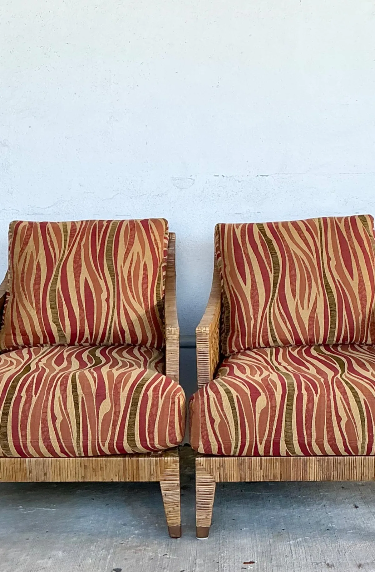 Vintage McGuire “St Germaine” Woven Rattan Lounge Chairs - A Pair — additional photo 3