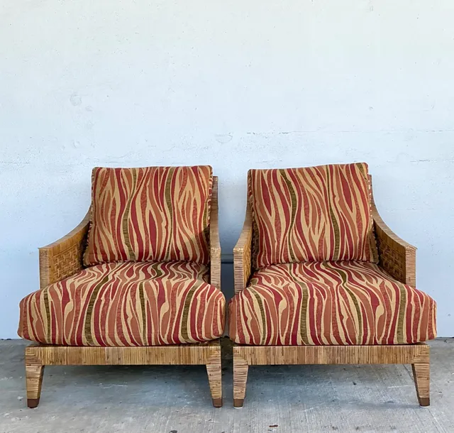 Vintage McGuire “St Germaine” Woven Rattan Lounge Chairs - A Pair — additional photo 3