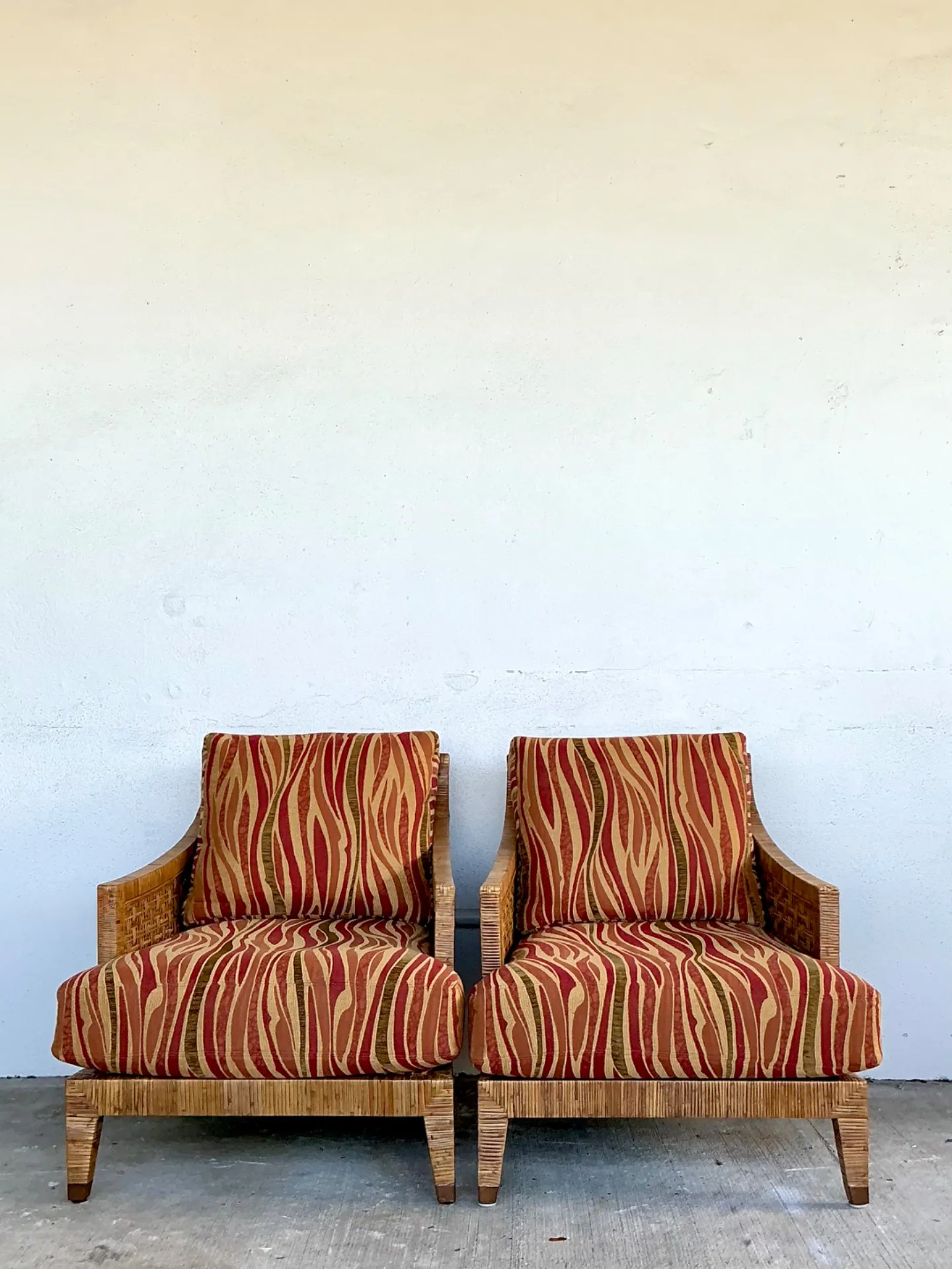 Vintage McGuire “St Germaine” Woven Rattan Lounge Chairs - A Pair — additional photo 1