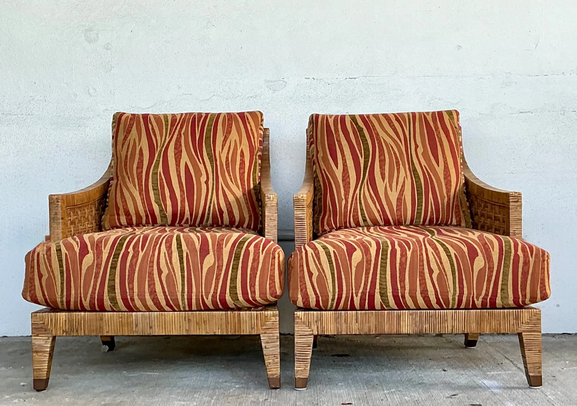 Vintage McGuire “St Germaine” Woven Rattan Lounge Chairs - A Pair — additional photo 8