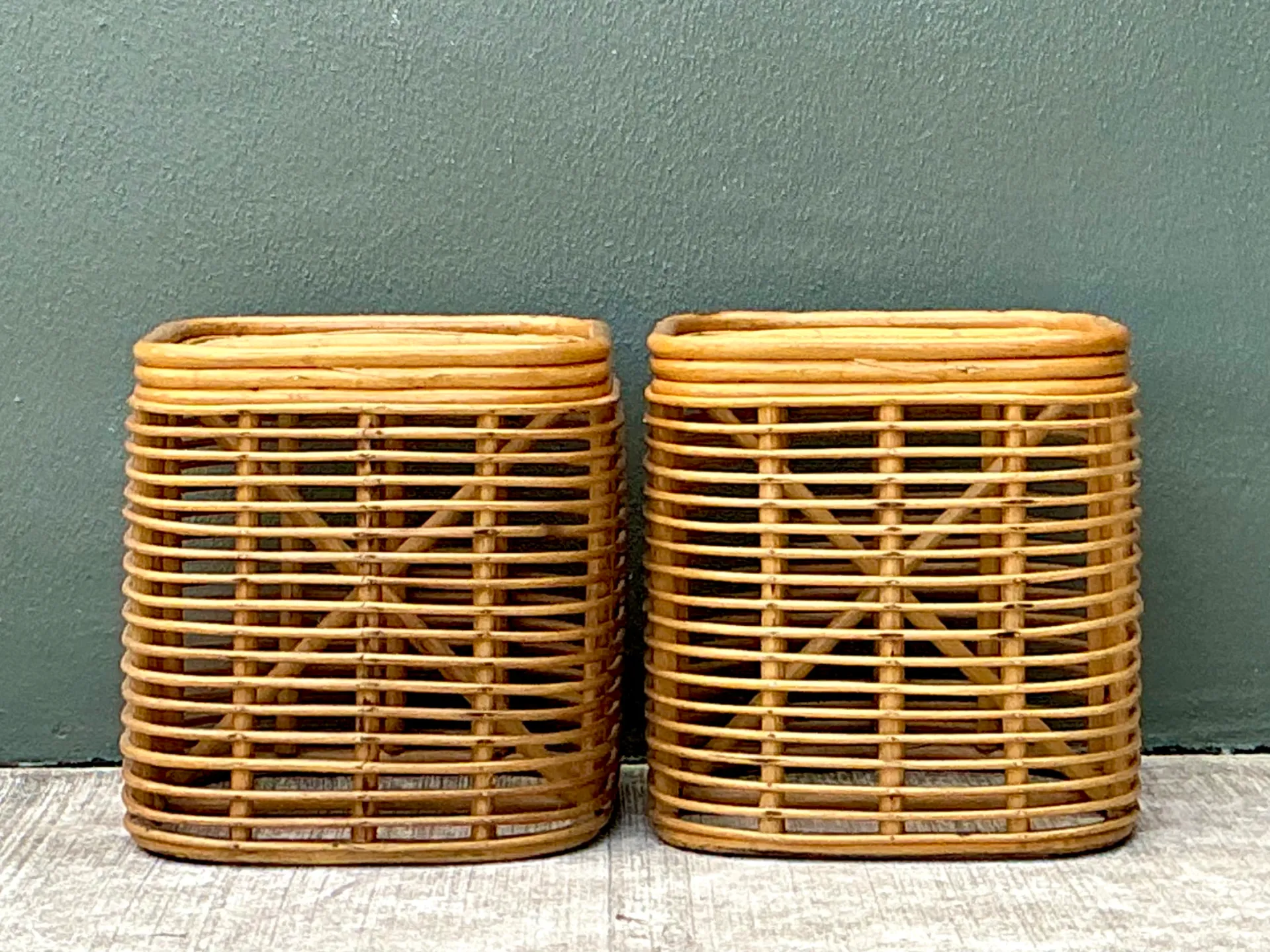 Vintage Woven Rattan Side Tables - Pair — additional photo 8