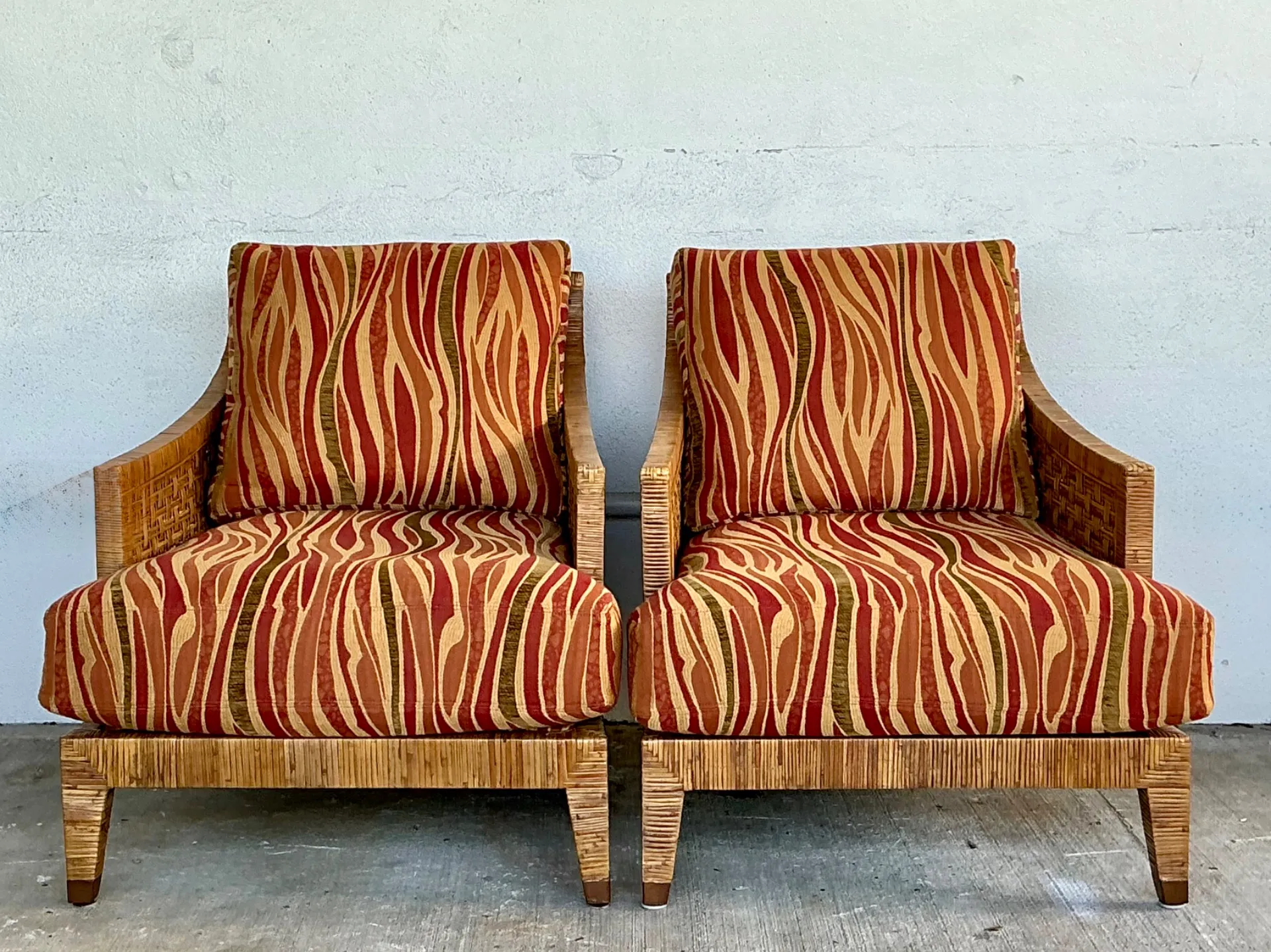 Vintage McGuire “St Germaine” Woven Rattan Lounge Chairs - A Pair — additional photo 5