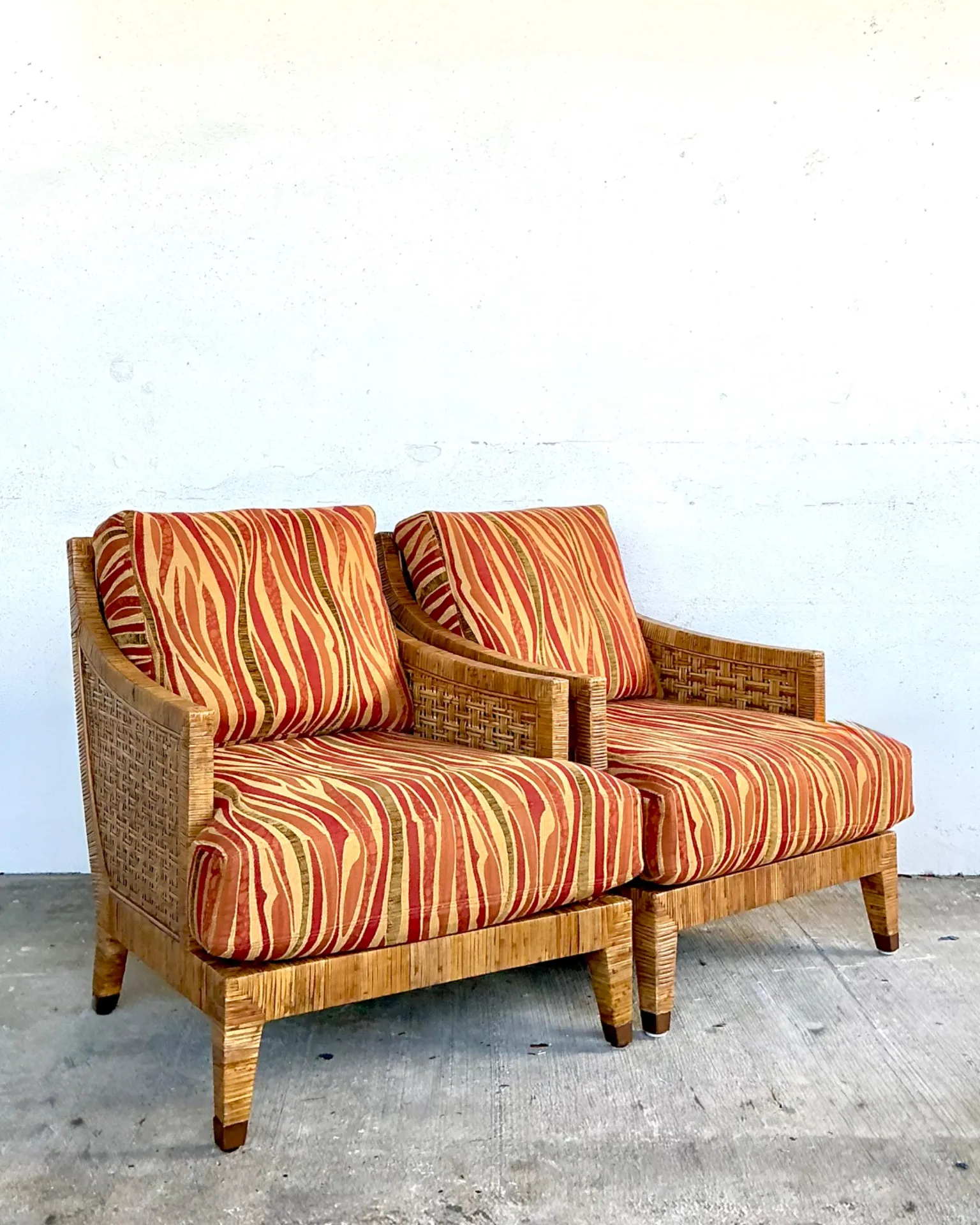 Vintage McGuire “St Germaine” Woven Rattan Lounge Chairs - A Pair — additional photo 4