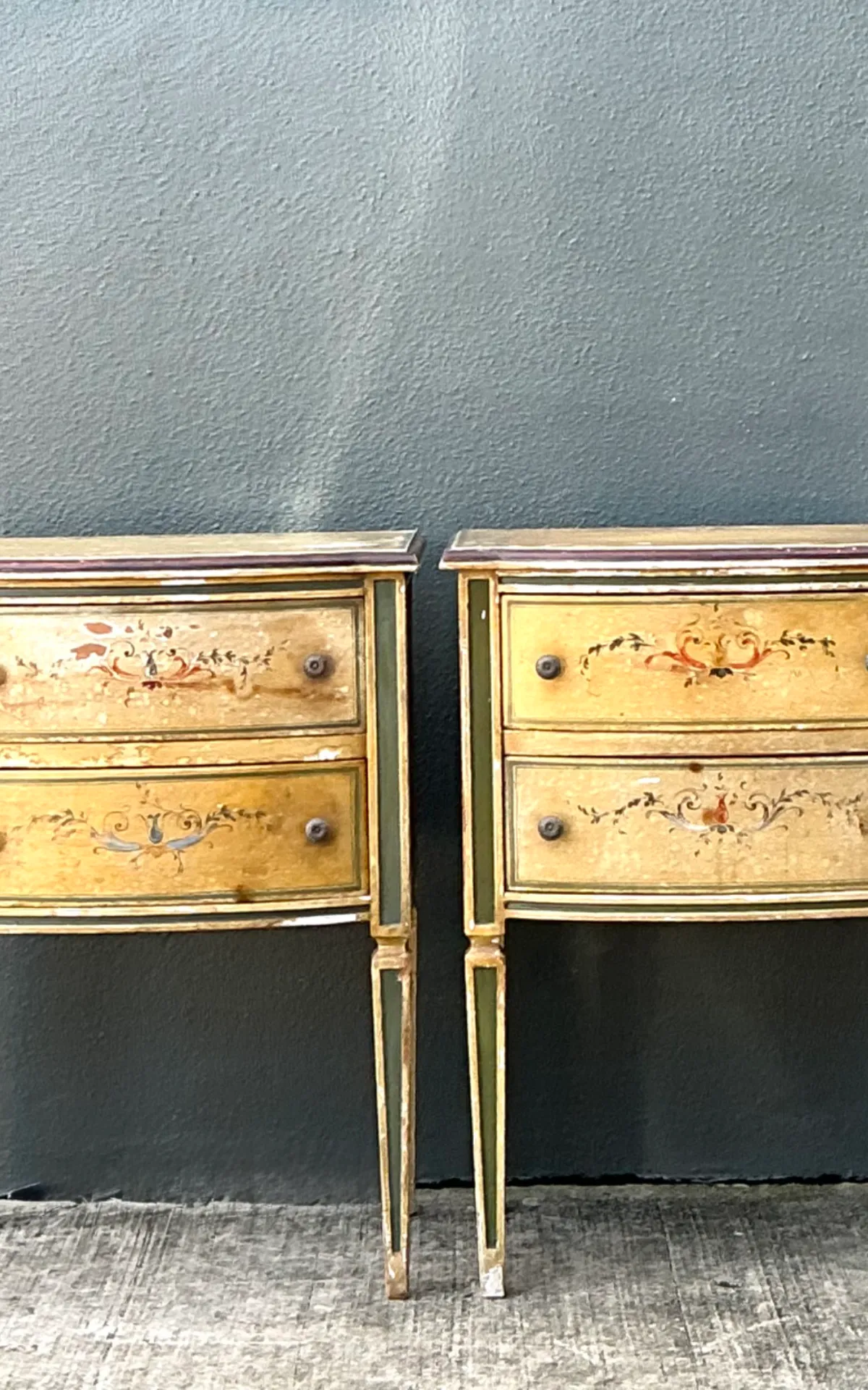 Vintage Distressed Hand-Painted Wood Side Tables — additional photo 3