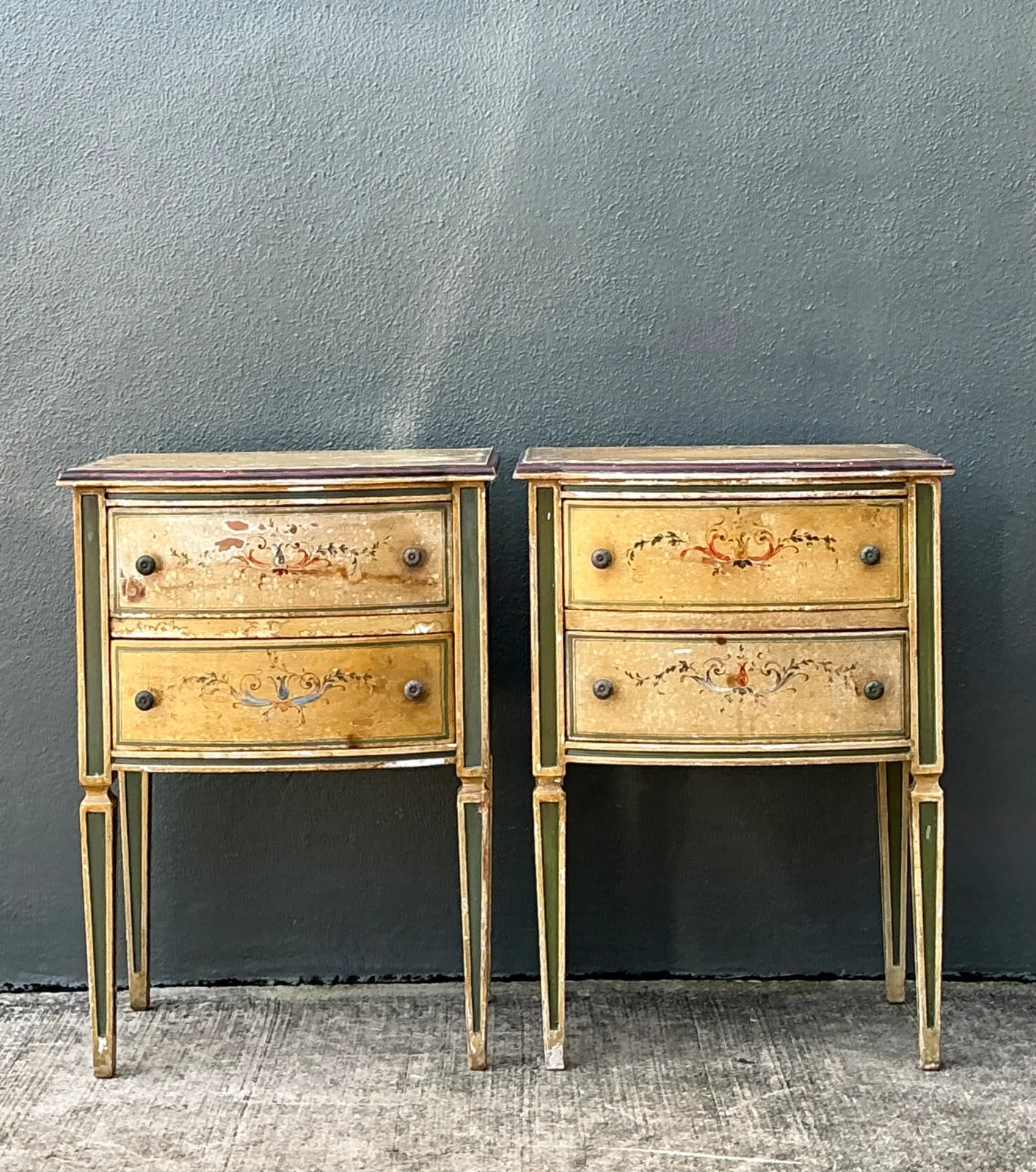Vintage Distressed Hand-Painted Wood Side Tables — additional photo 8