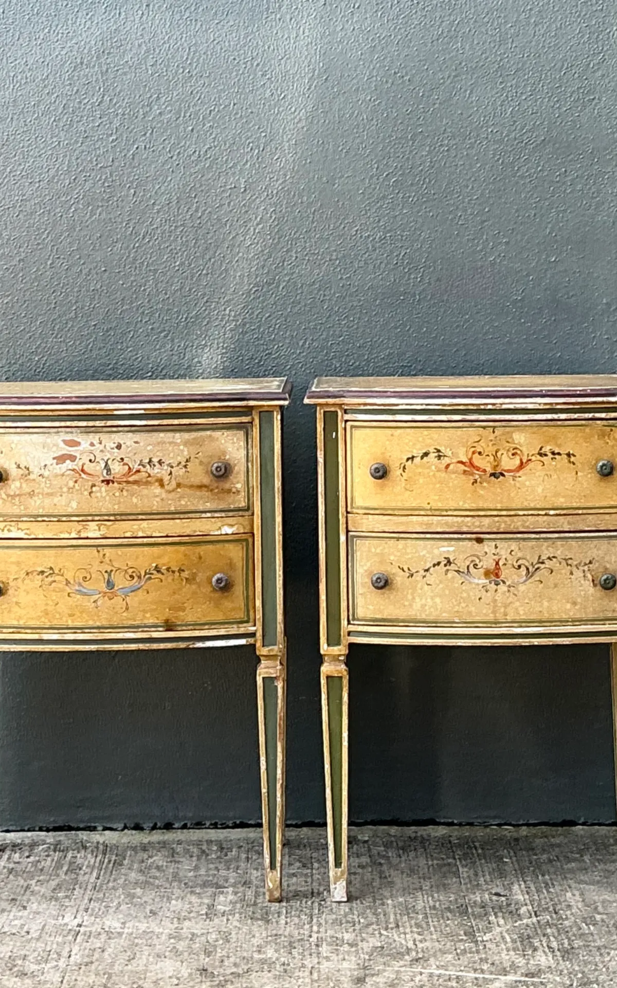 Vintage Distressed Hand-Painted Wood Side Tables — additional photo 8