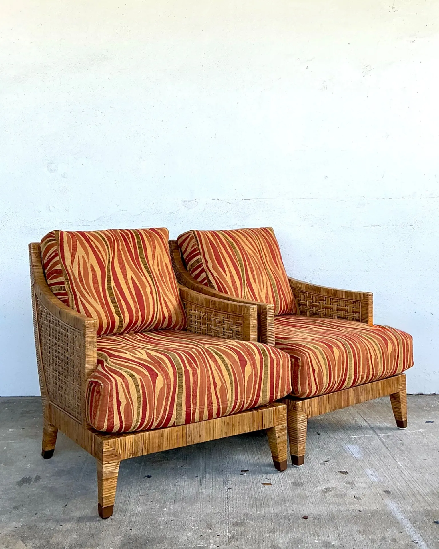 Vintage McGuire “St Germaine” Woven Rattan Lounge Chairs - A Pair — additional photo 2