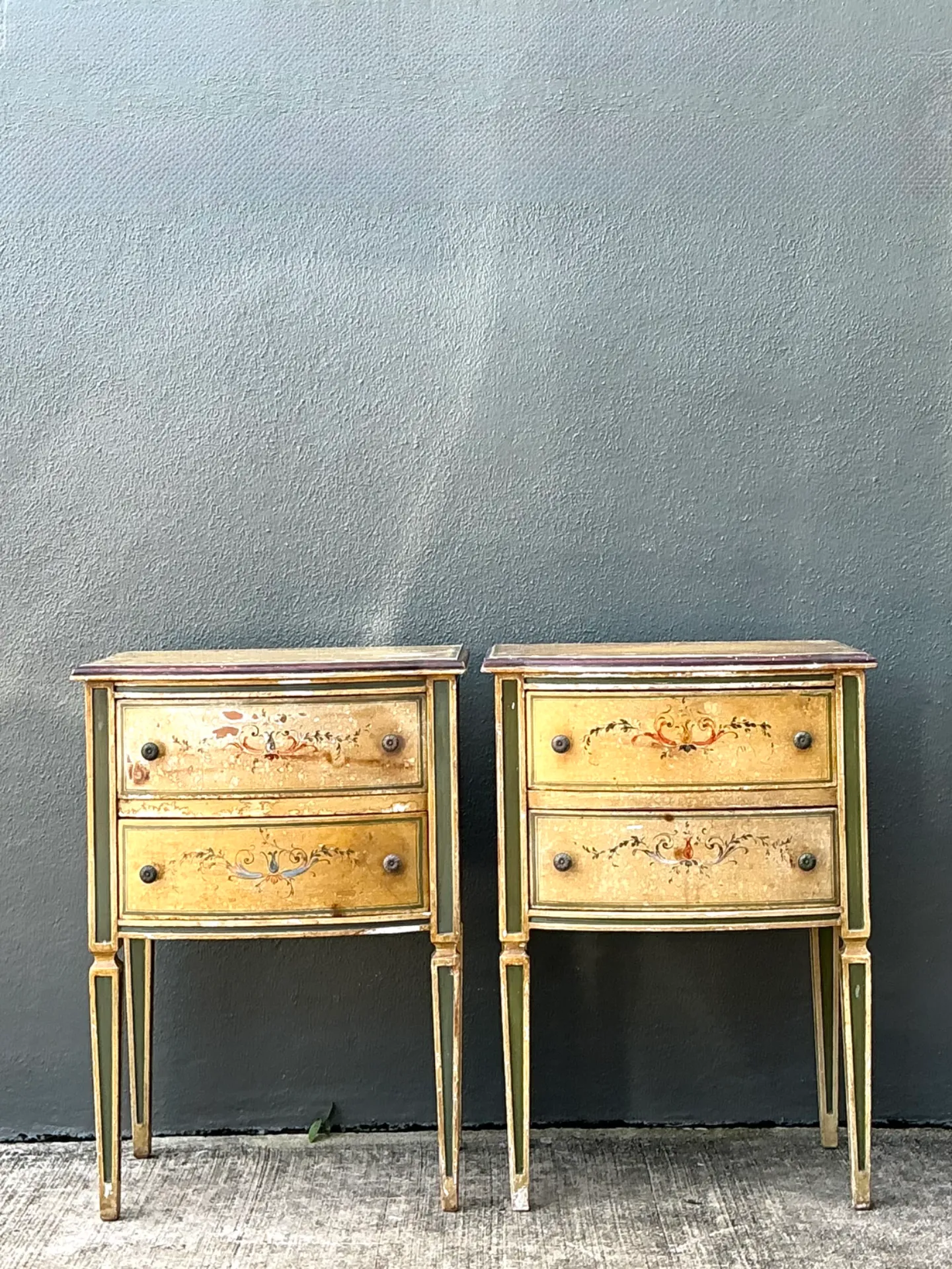 Vintage Distressed Hand-Painted Wood Side Tables — additional photo 6