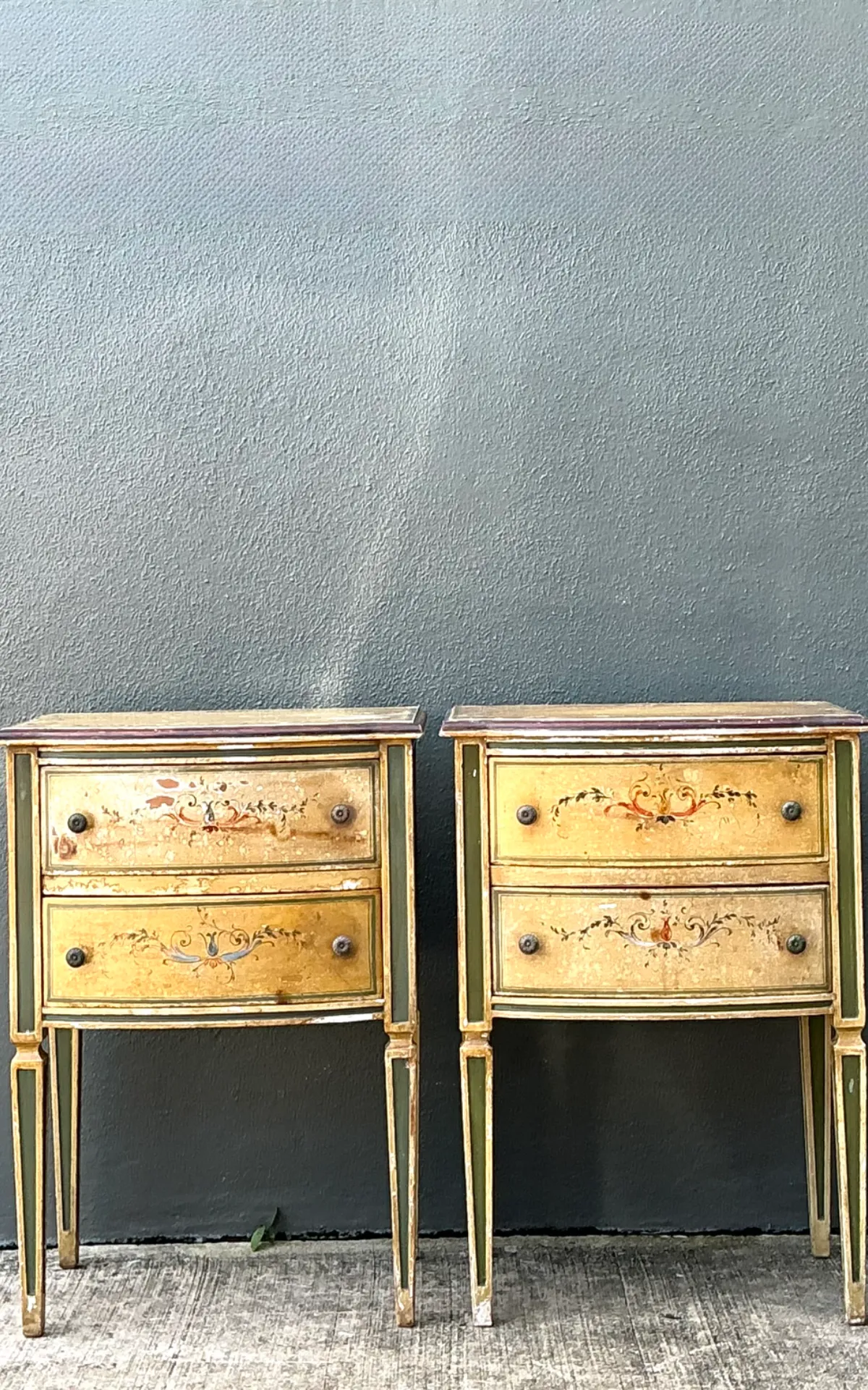 Vintage Distressed Hand-Painted Wood Side Tables — additional photo 6