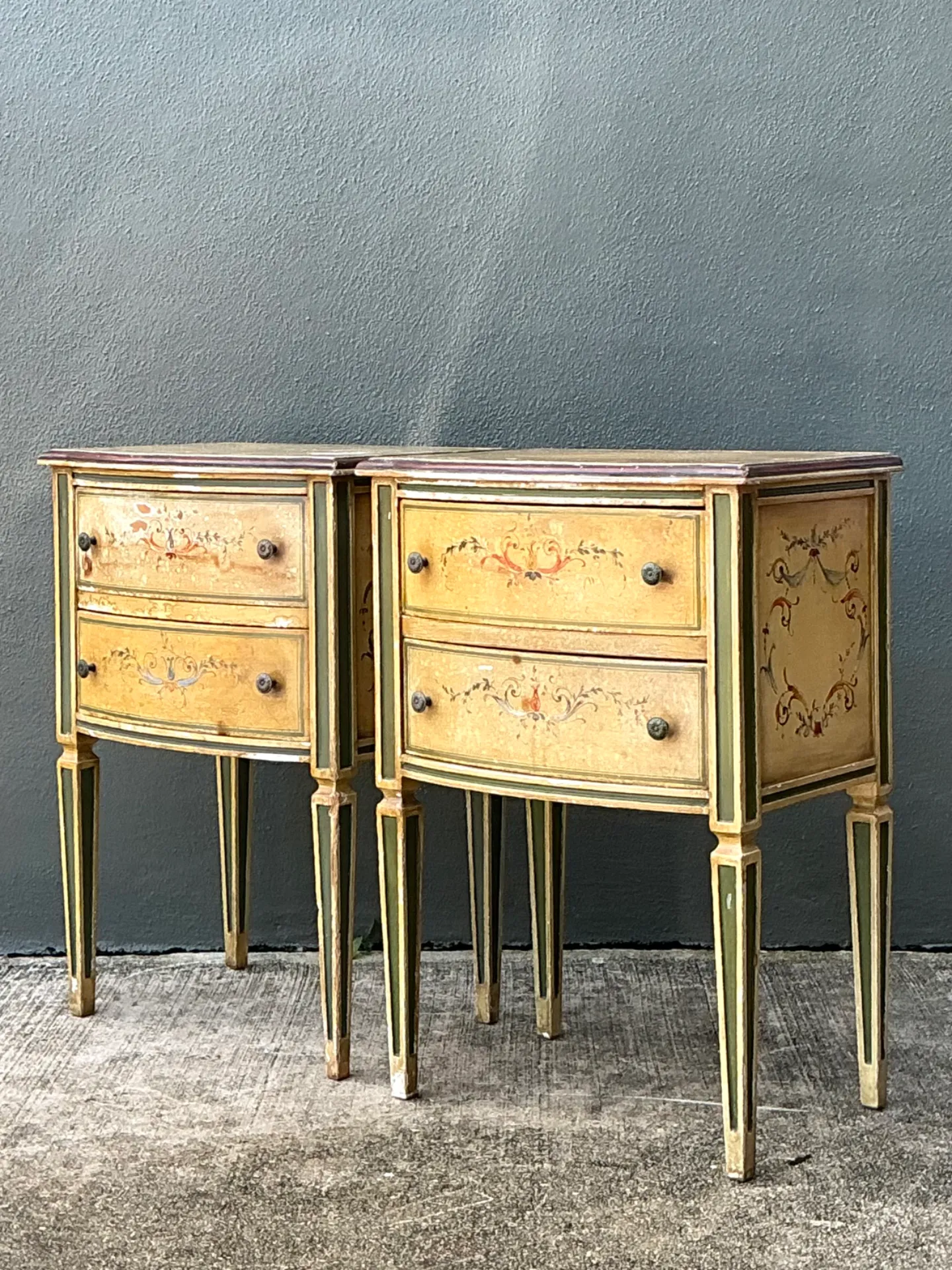 Vintage Distressed Hand-Painted Wood Side Tables — additional photo 5