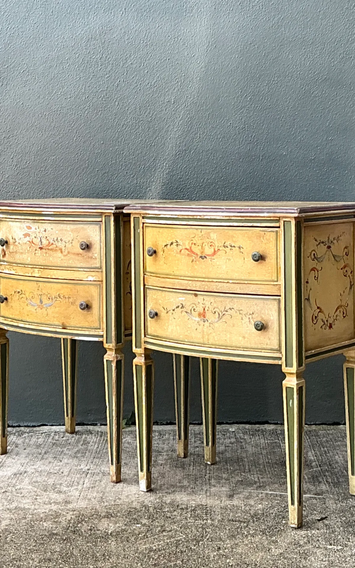 Vintage Distressed Hand-Painted Wood Side Tables — additional photo 5