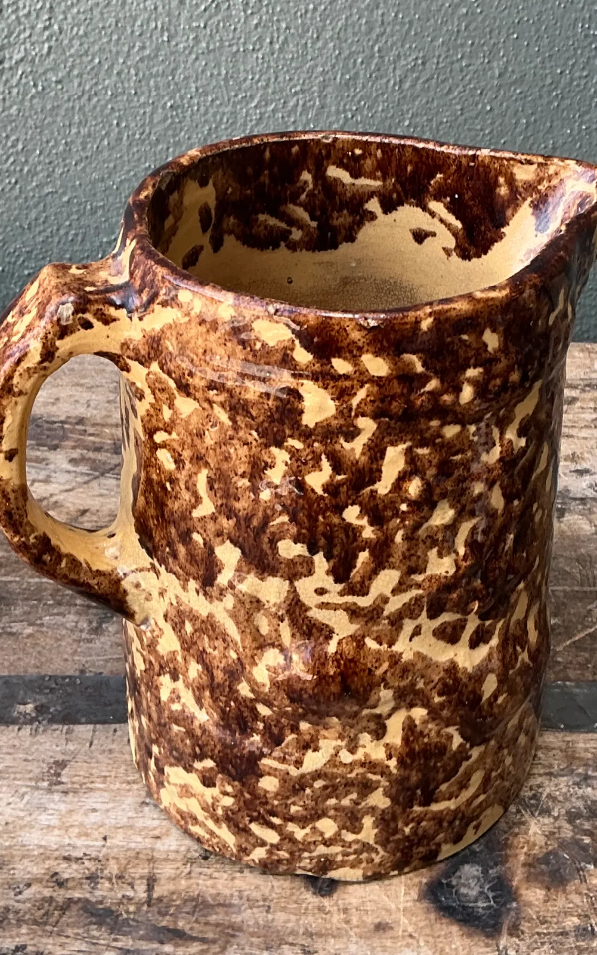Vintage Ceramic Spatterware Pitcher