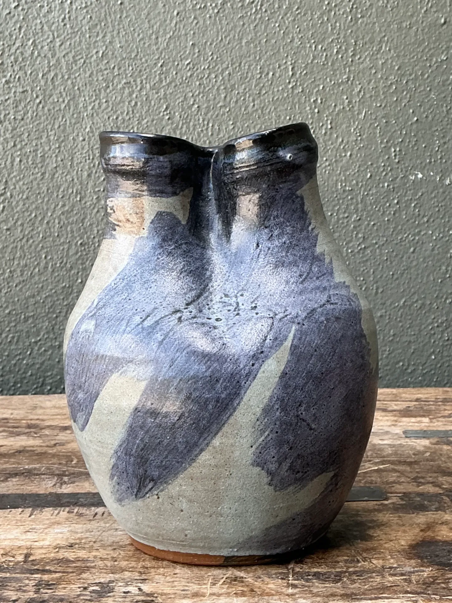 Vintage Double Neck Ceramic Vase — additional photo 5