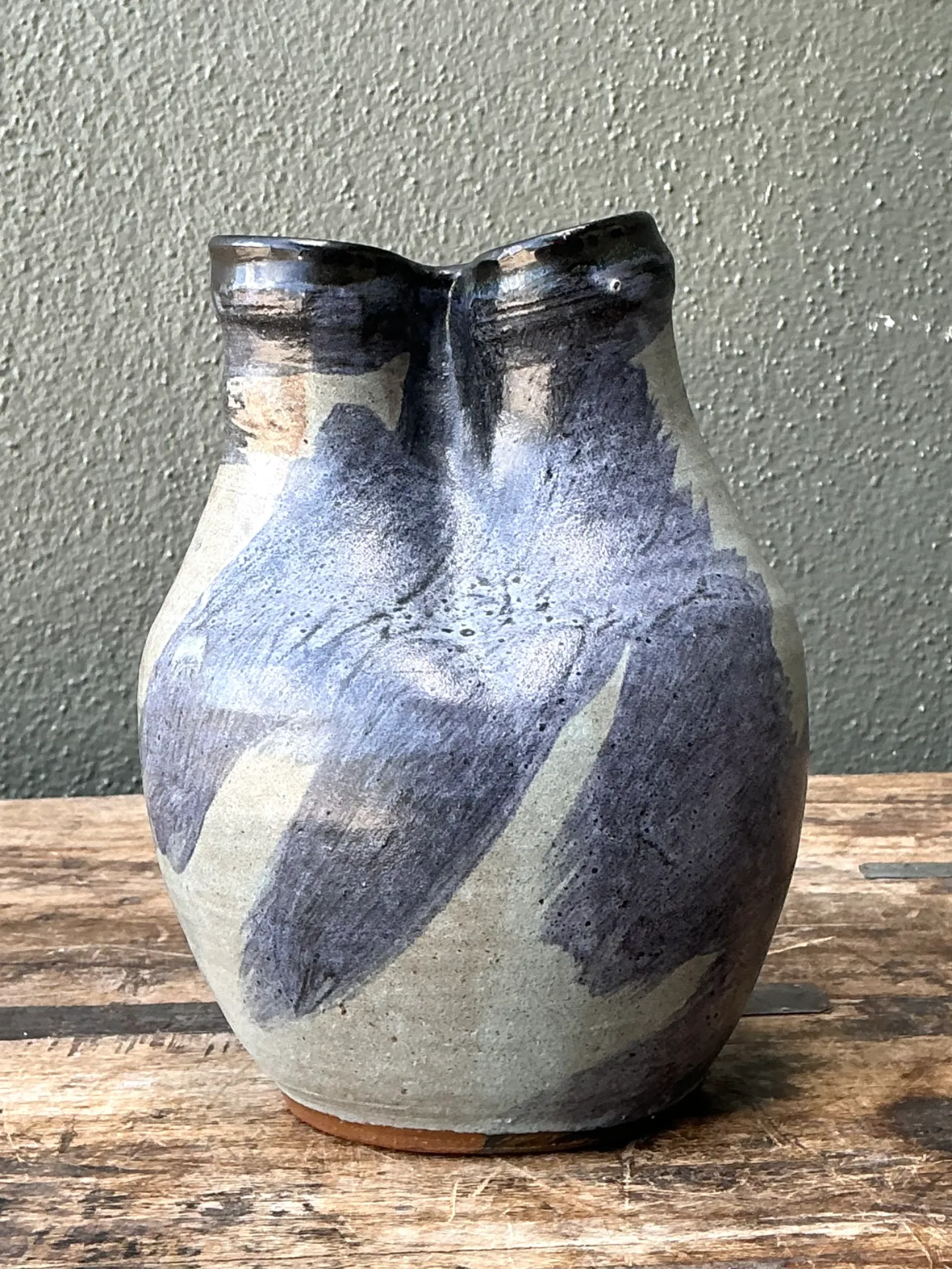 Vintage Double Neck Ceramic Vase — additional photo 6