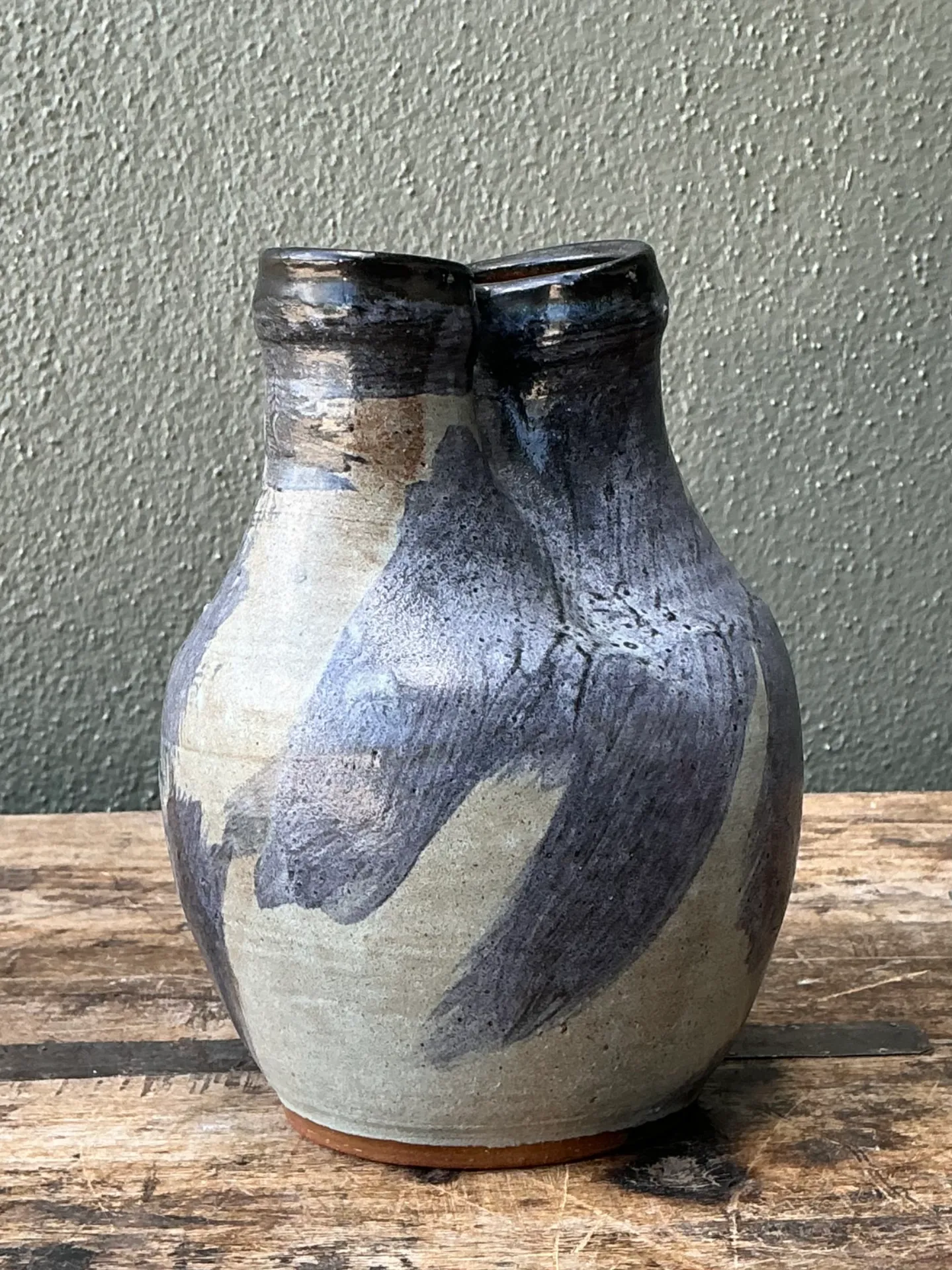 Vintage Double Neck Ceramic Vase — additional photo 1