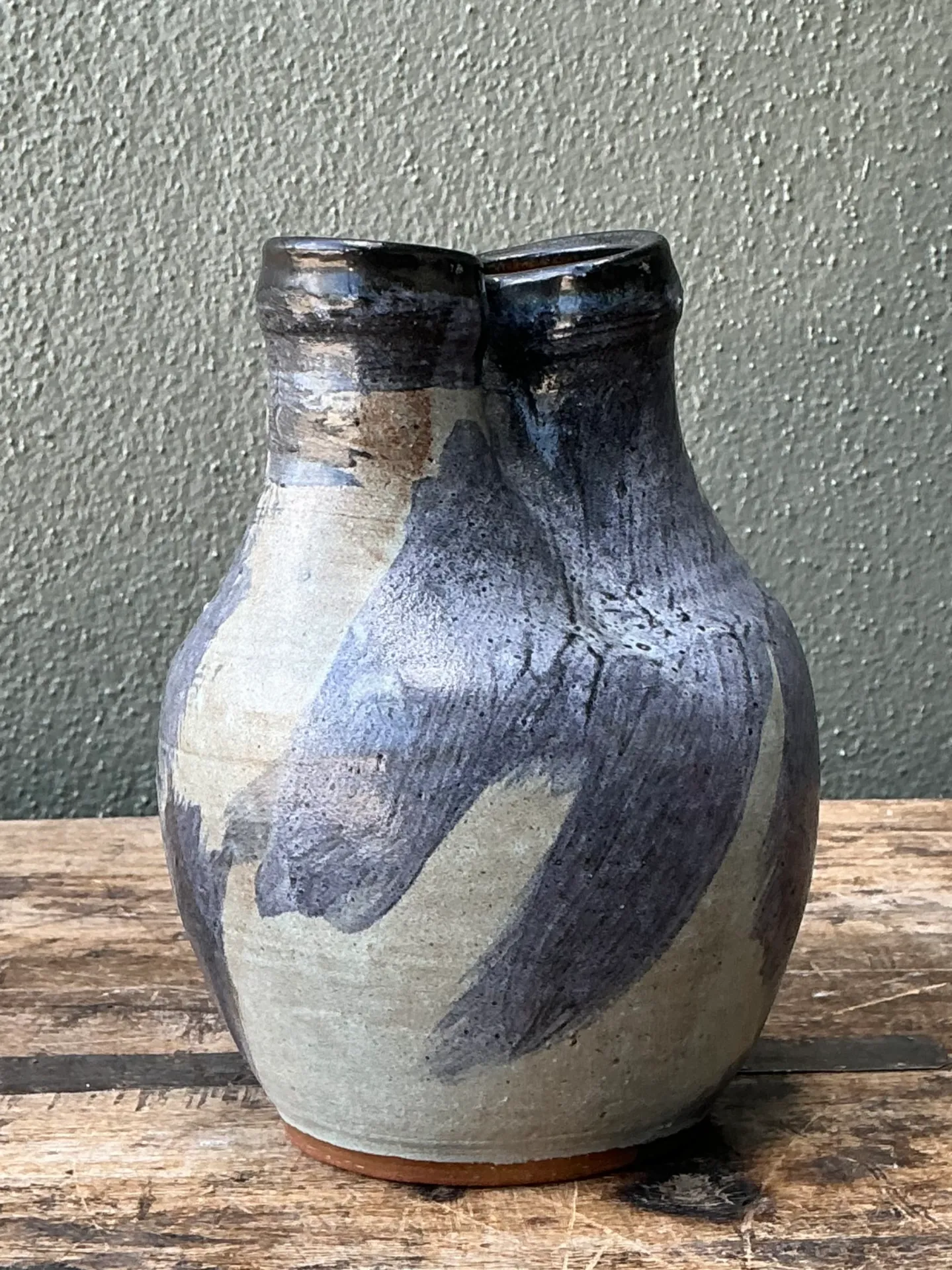 Vintage Double Neck Ceramic Vase — additional photo 8