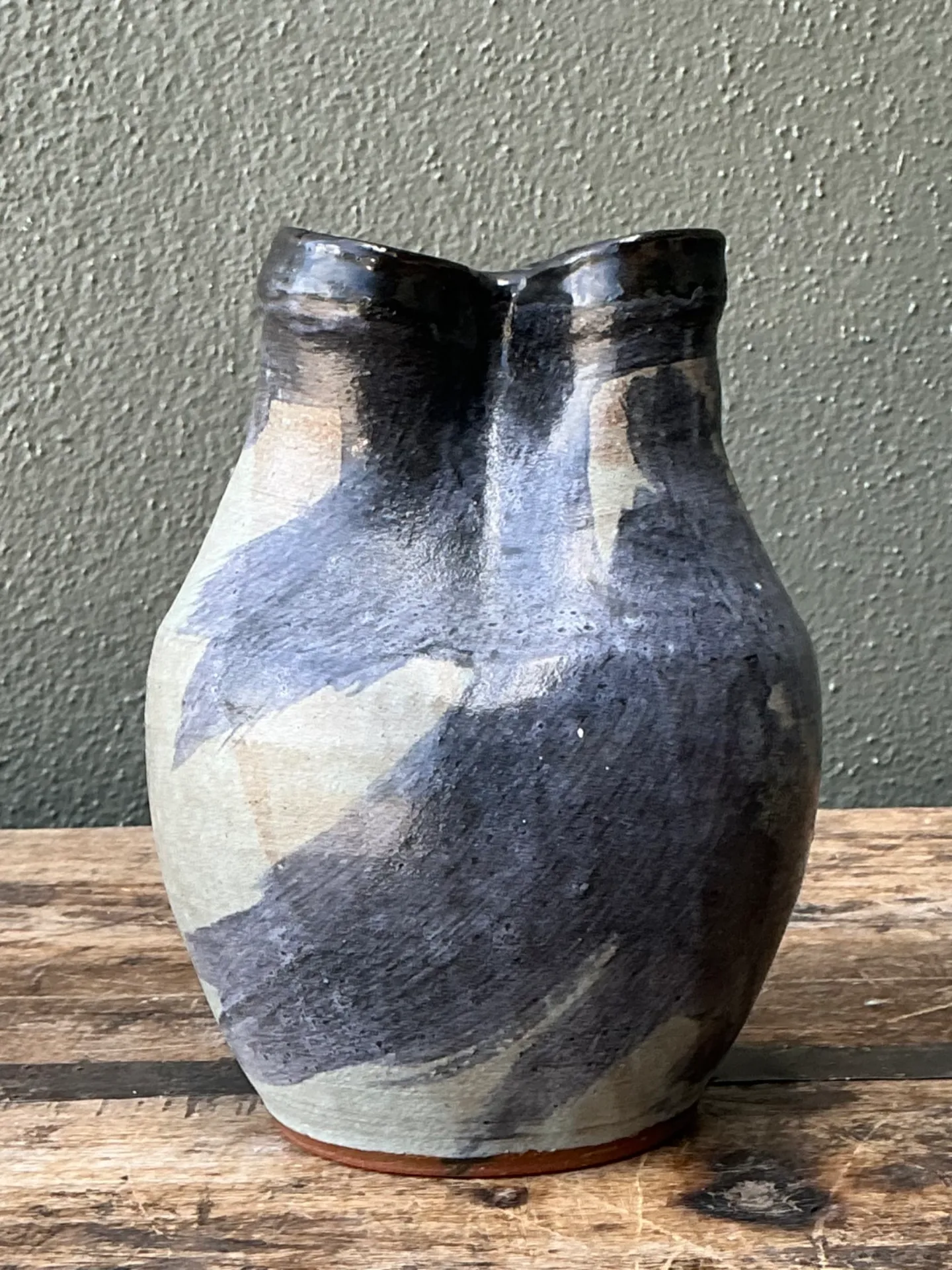 Vintage Double Neck Ceramic Vase — additional photo 2