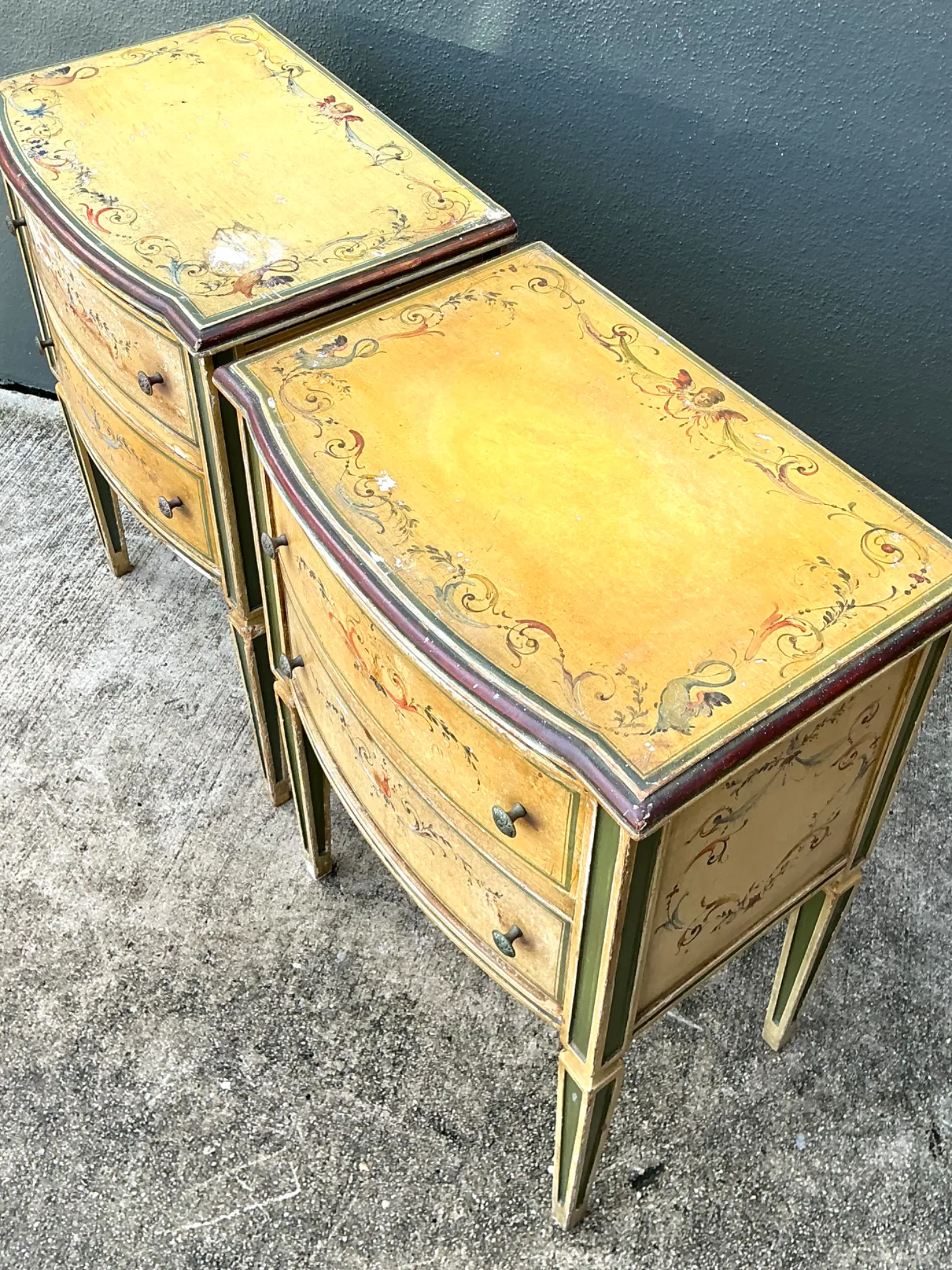 Vintage Distressed Hand-Painted Wood Side Tables — additional photo 4