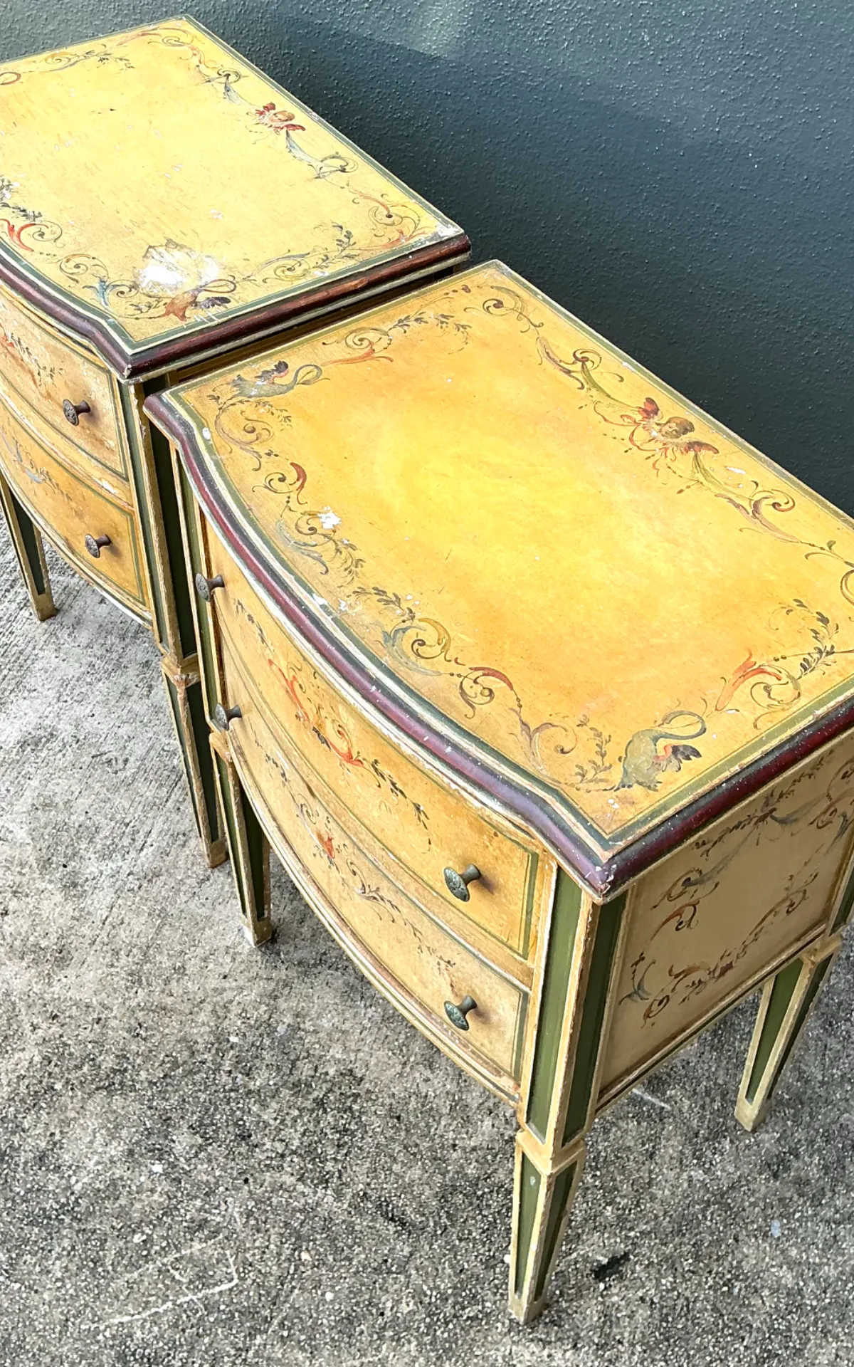 Vintage Distressed Hand-Painted Wood Side Tables — additional photo 4