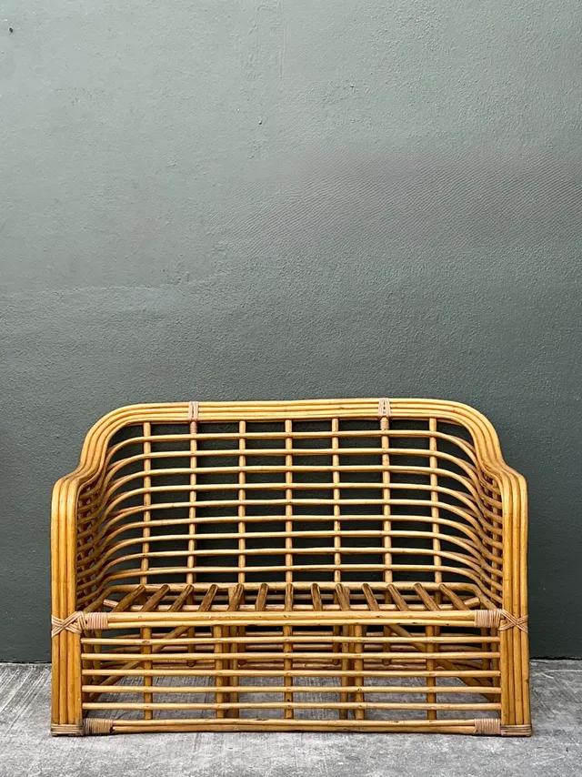 Vintage Stacked Rattan Loveseat — additional photo 8